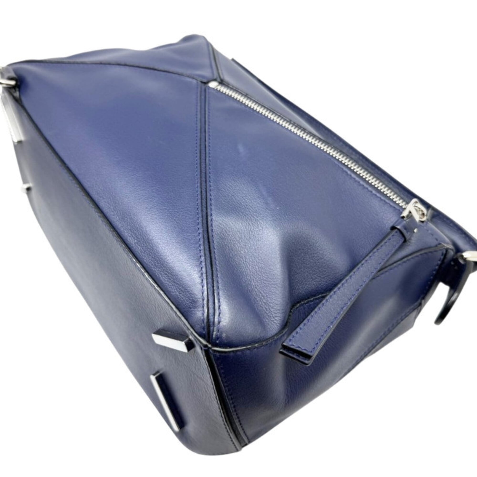 Loewe Navy Leather Handbag Shoulder Bag (Pre-Owned)