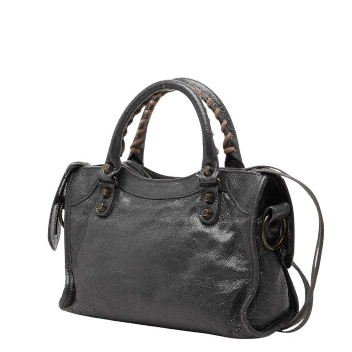 Balenciaga Gray Leather Handbag Shoulder Bag (Pre-Owned)