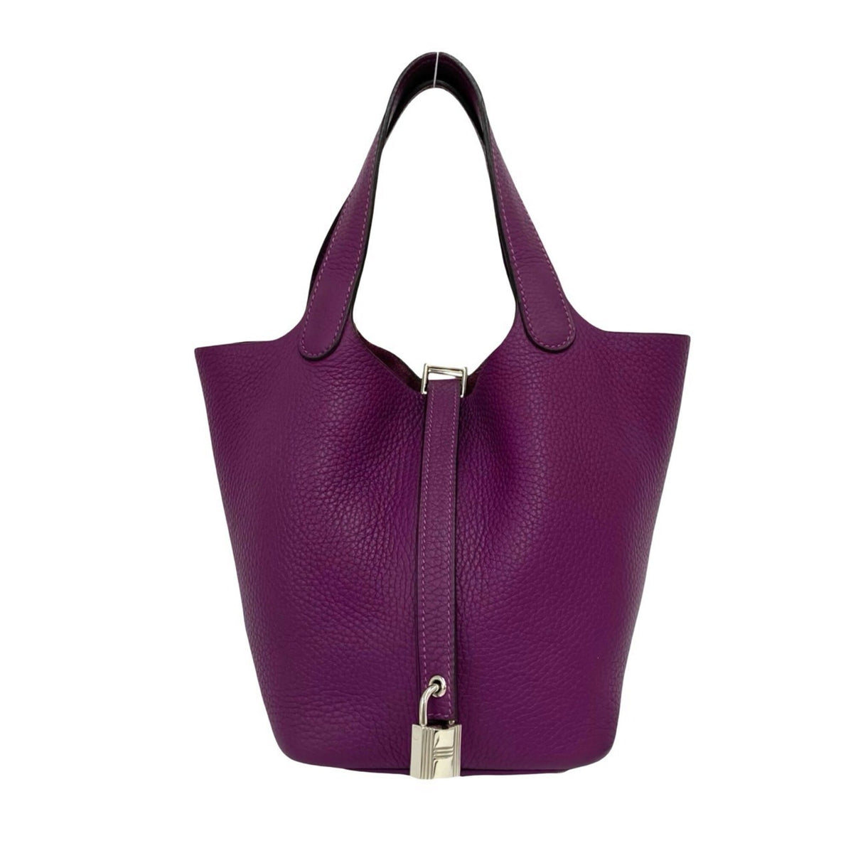 Hermes Purple Taurillon Clemence Leather Handbag Tote Bag (Pre-Owned)