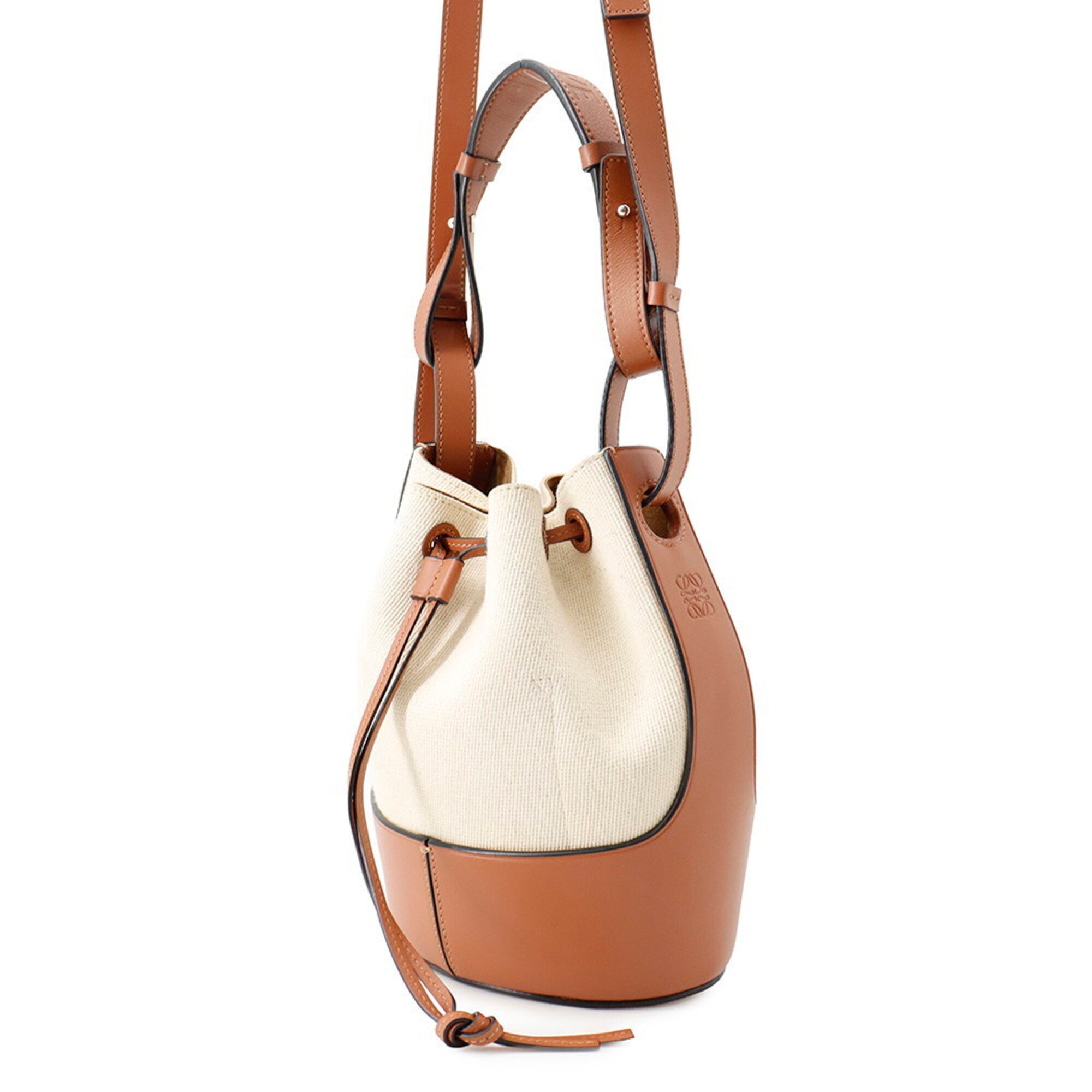 Loewe Beige Brown Canvas Leather Handbag Shoulder Bag (Pre-Owned)