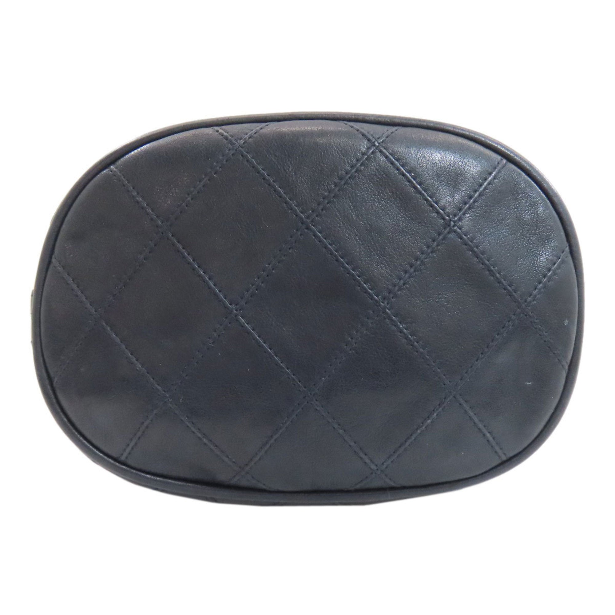 Chanel Navy Leather Pouch Shoulder Bag (Pre-Owned)