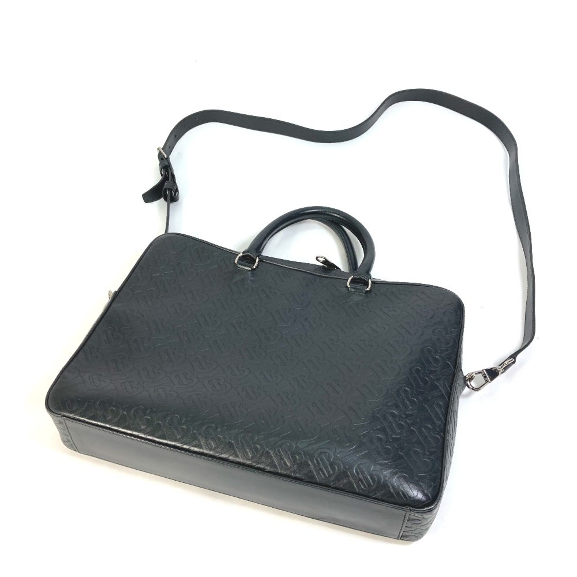 Burberry Black Leather Handbag Shoulder Bag (Pre-Owned)