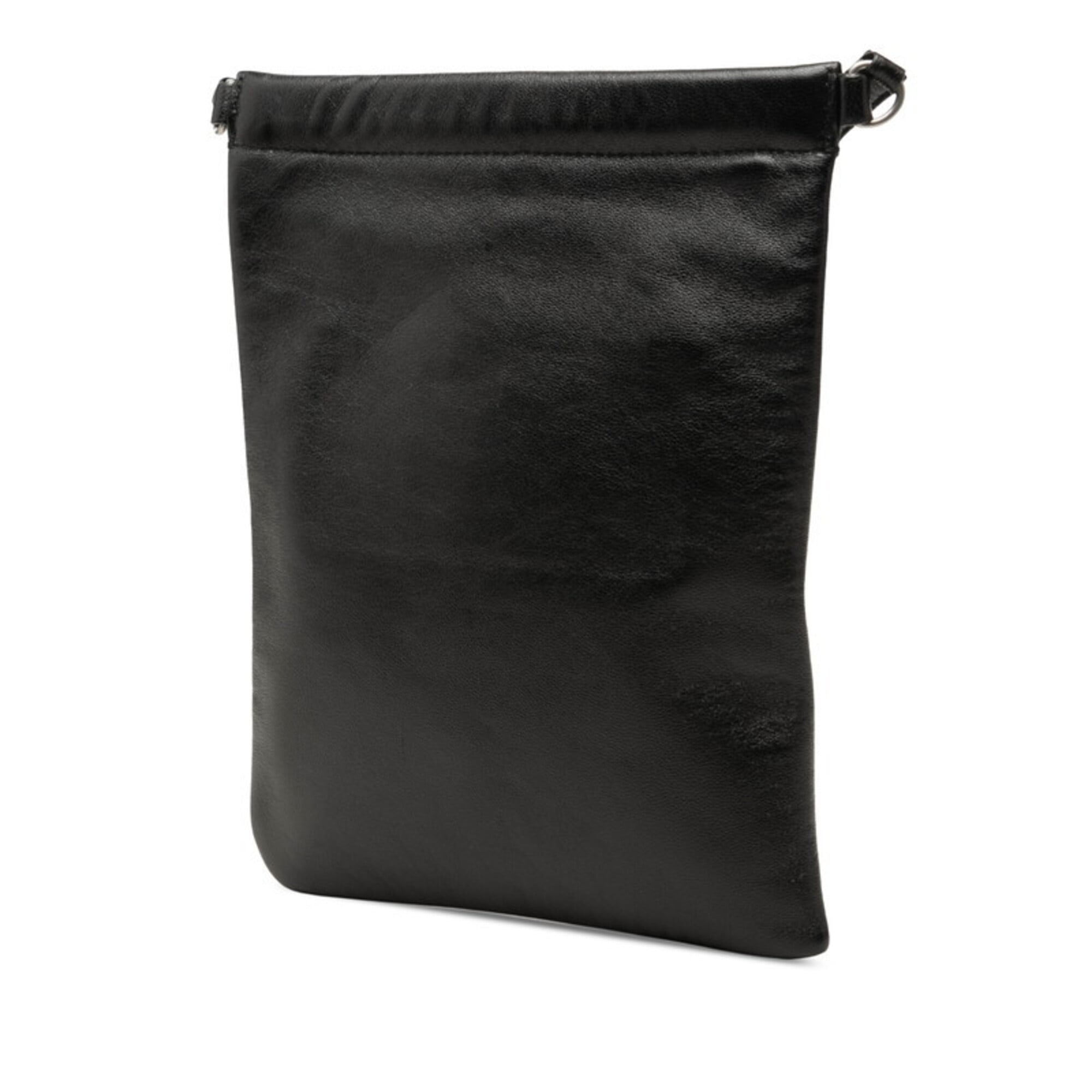 Saint Laurent Black Leather Pochette Shoulder Bag (Pre-Owned)