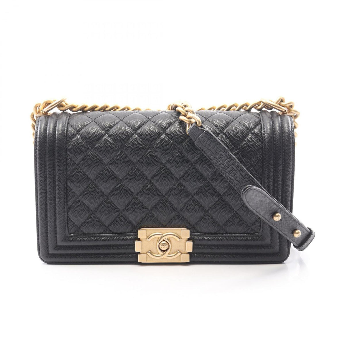 Chanel Black Grained Calfskin Handbag Shoulder Bag (Pre-Owned)