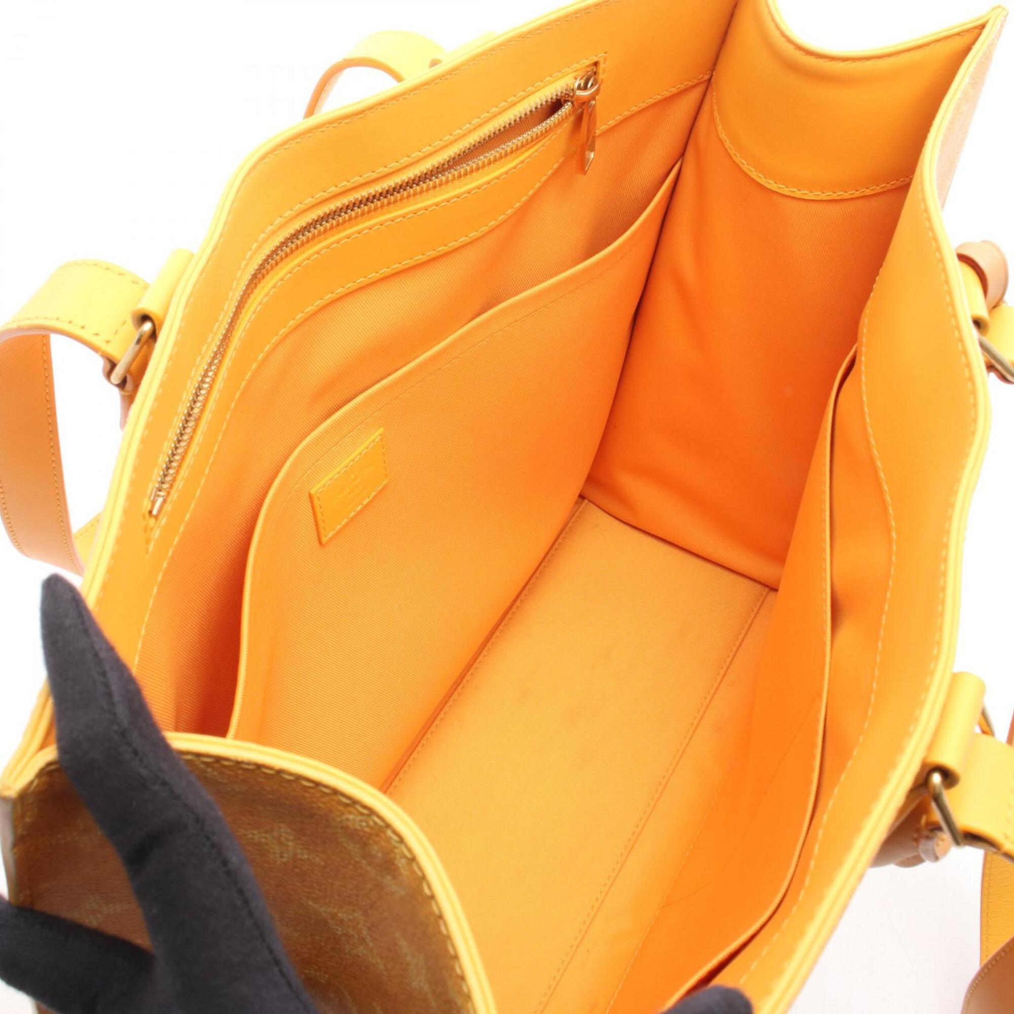 Louis Vuitton Yellow Coated Canvas Leather Handbag Tote Bag (Pre-Owned)