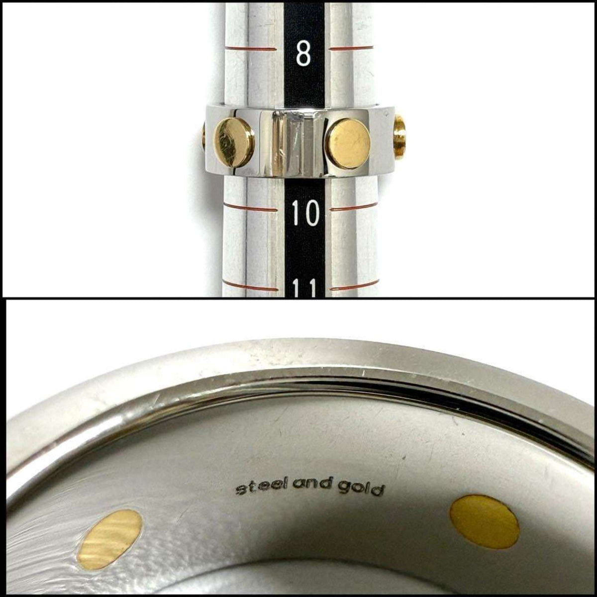 Gucci Stainless Steel Yellow Gold Band Ring (Pre-Owned)