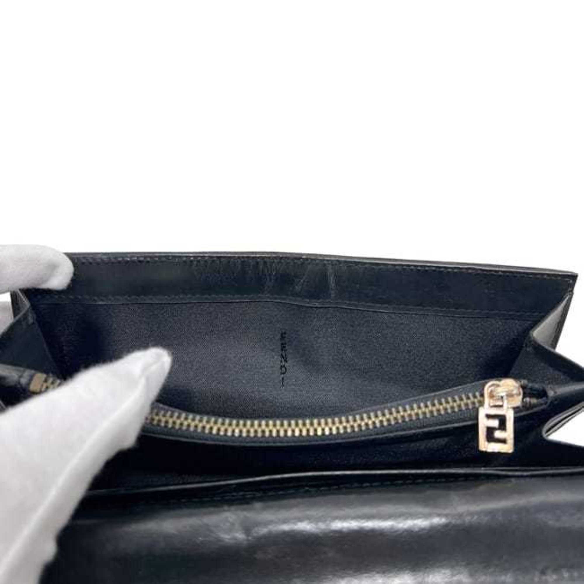 Fendi Brown Canvas Leather Long Wallet (Bi-Fold) (Pre-Owned)