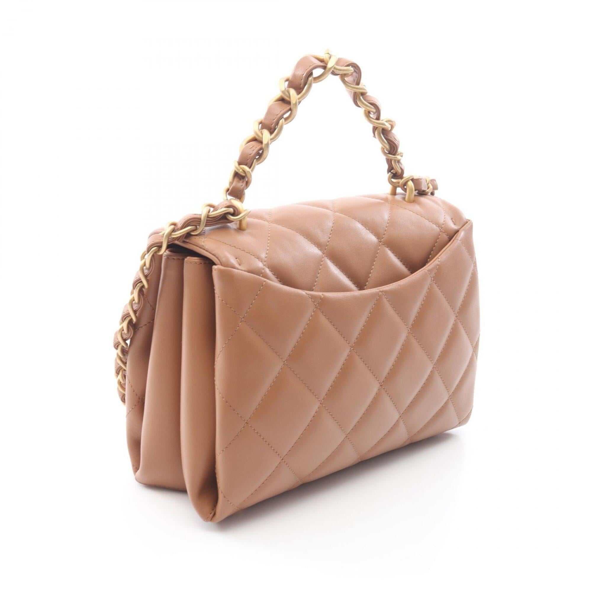 Chanel Brown Leather Handbag Shoulder Bag (Pre-Owned)