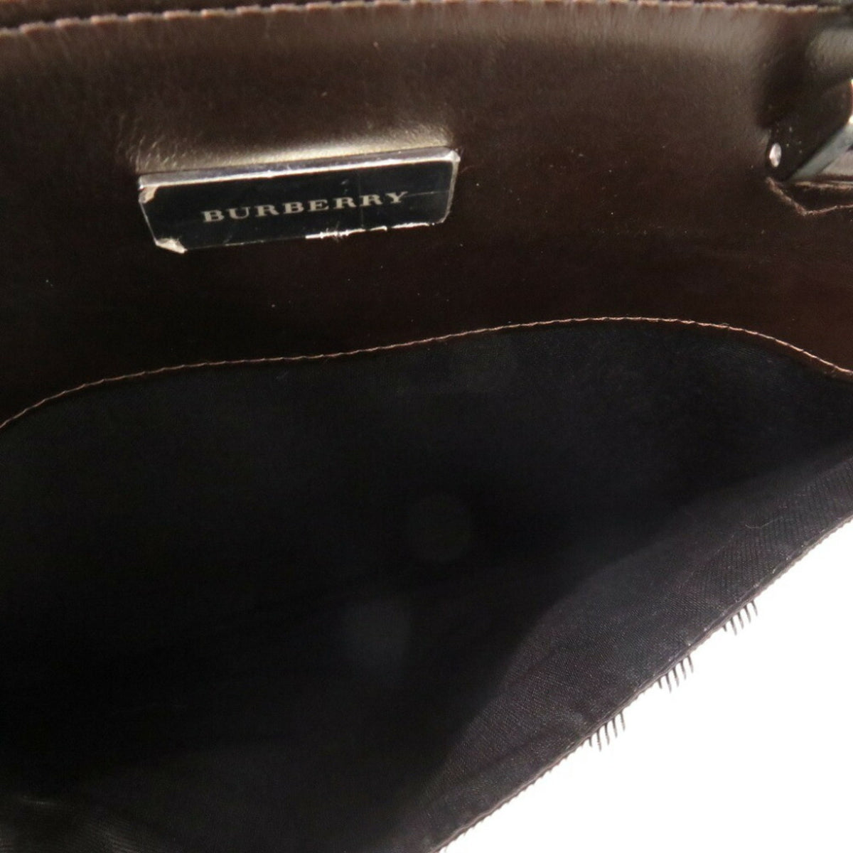 Burberry Beige Dark Brown Canvas Handbag (Pre-Owned)