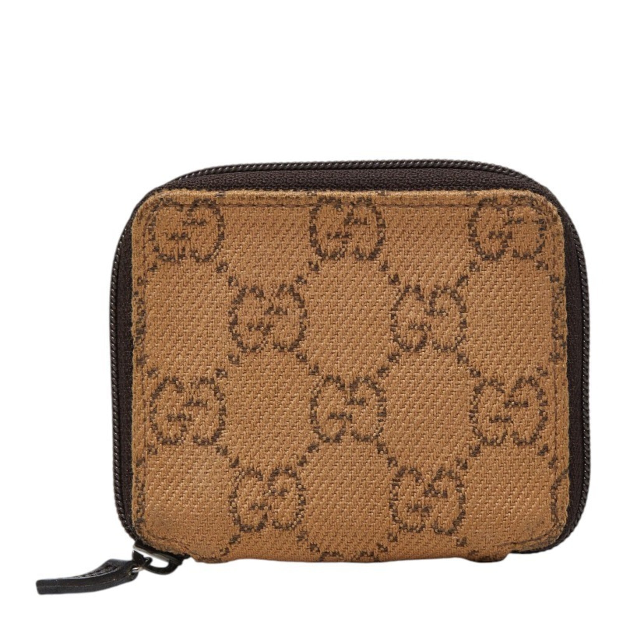 Gucci Beige Canvas Leather Coin Purse/Coin Case (Pre-Owned)