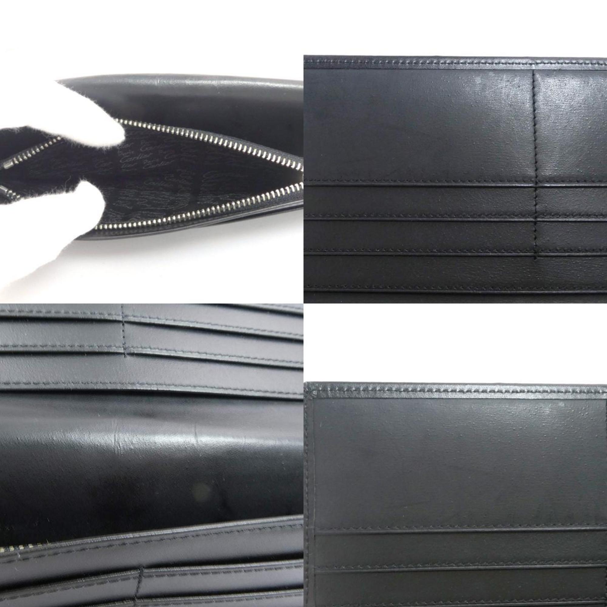 Cartier Black Leather Long Wallet (Bi-Fold) (Pre-Owned)