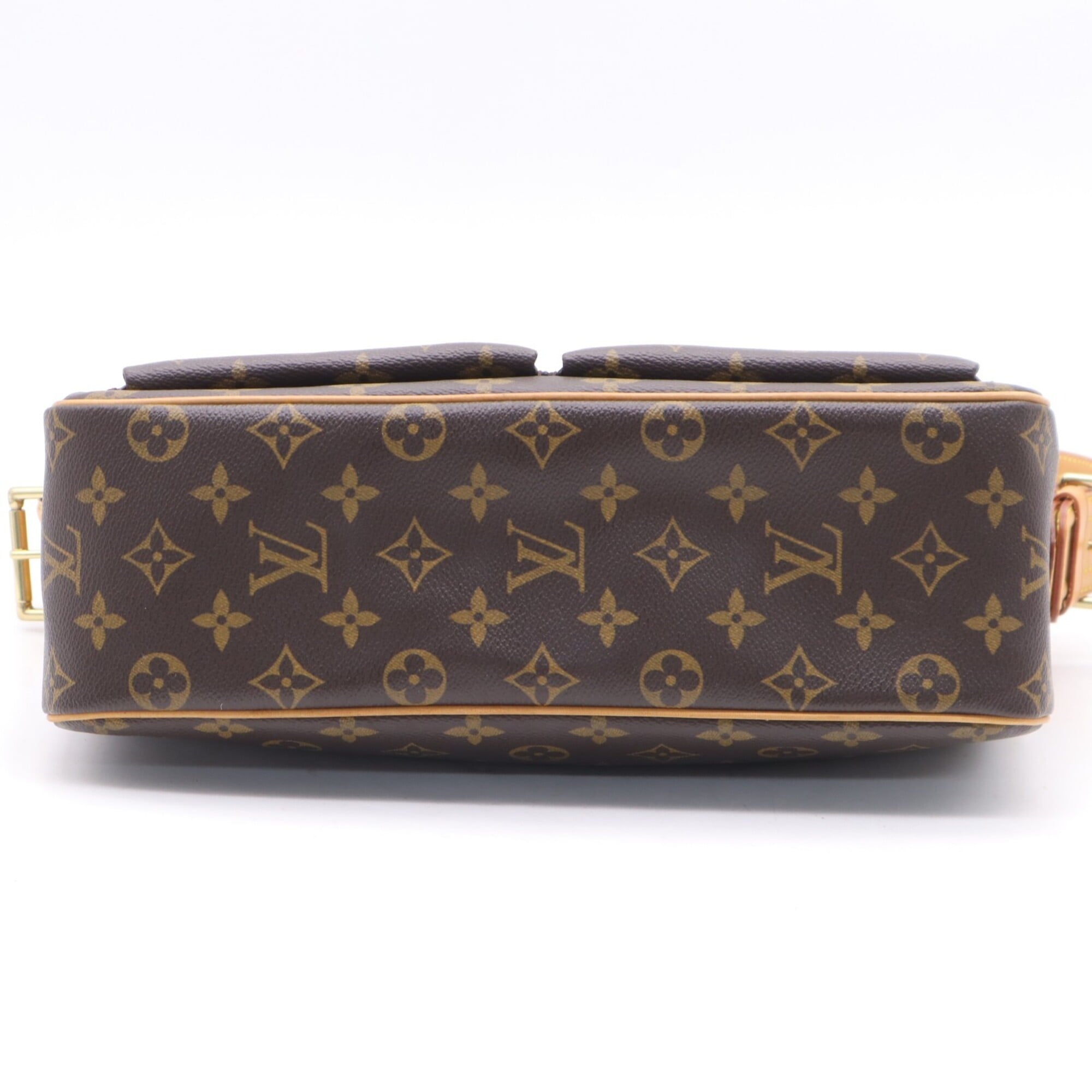 Louis Vuitton Beige Brown Coated Canvas Leather Handbag (Pre-Owned)