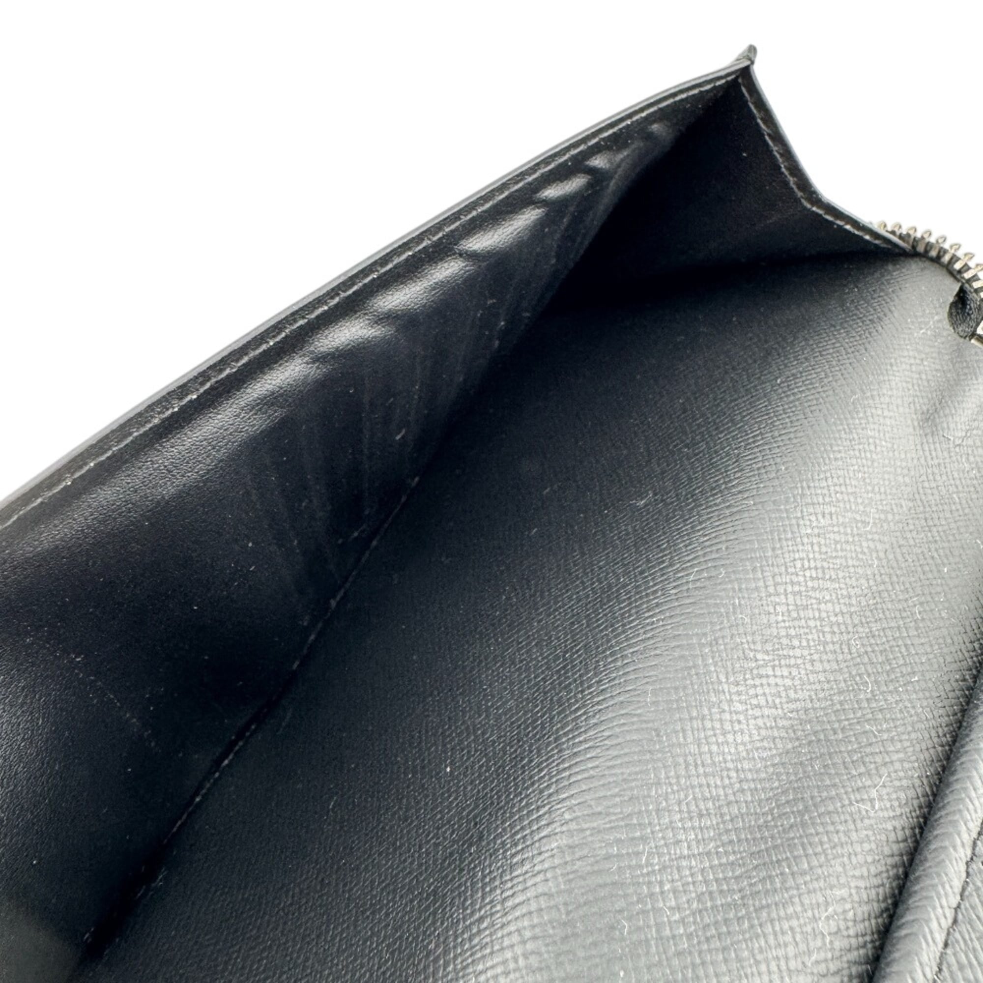 Louis Vuitton Black Leather Long Wallet (Bi-Fold) (Pre-Owned)