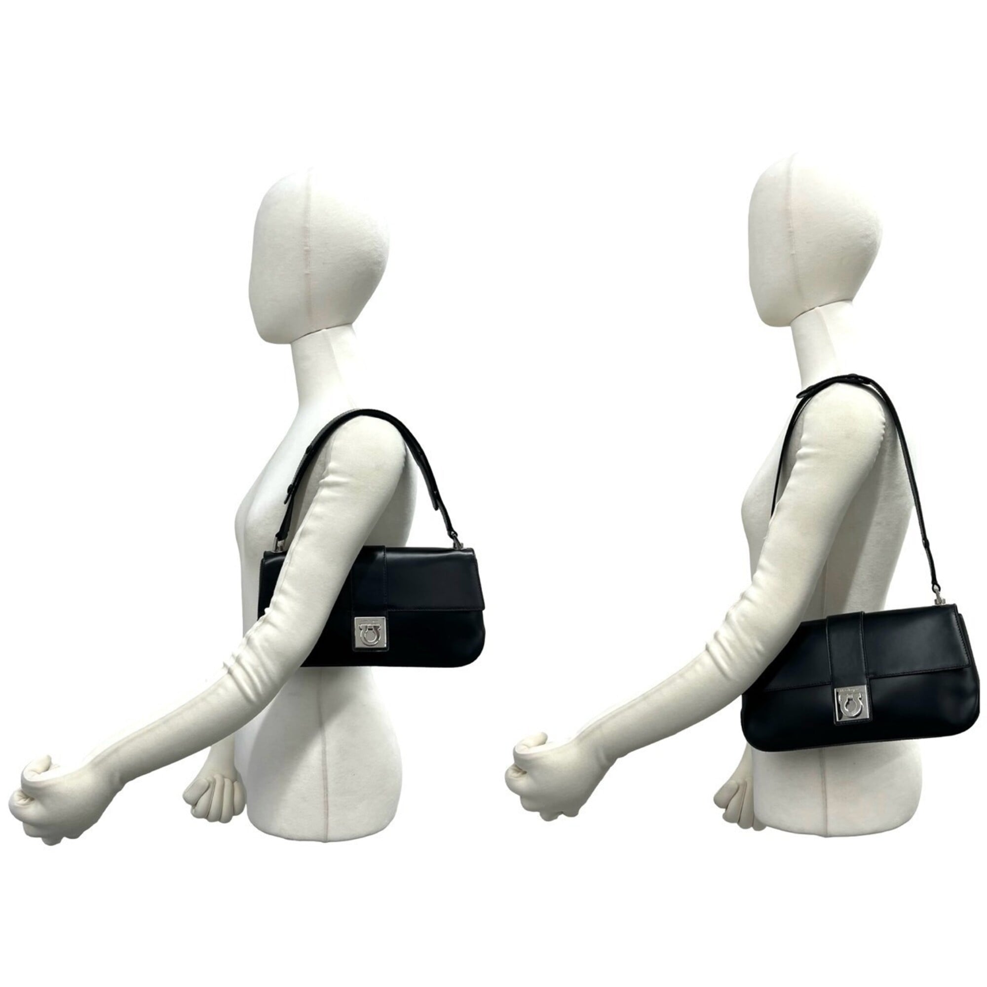 Salvatore Ferragamo Black Leather Shoulder Bag (Pre-Owned)