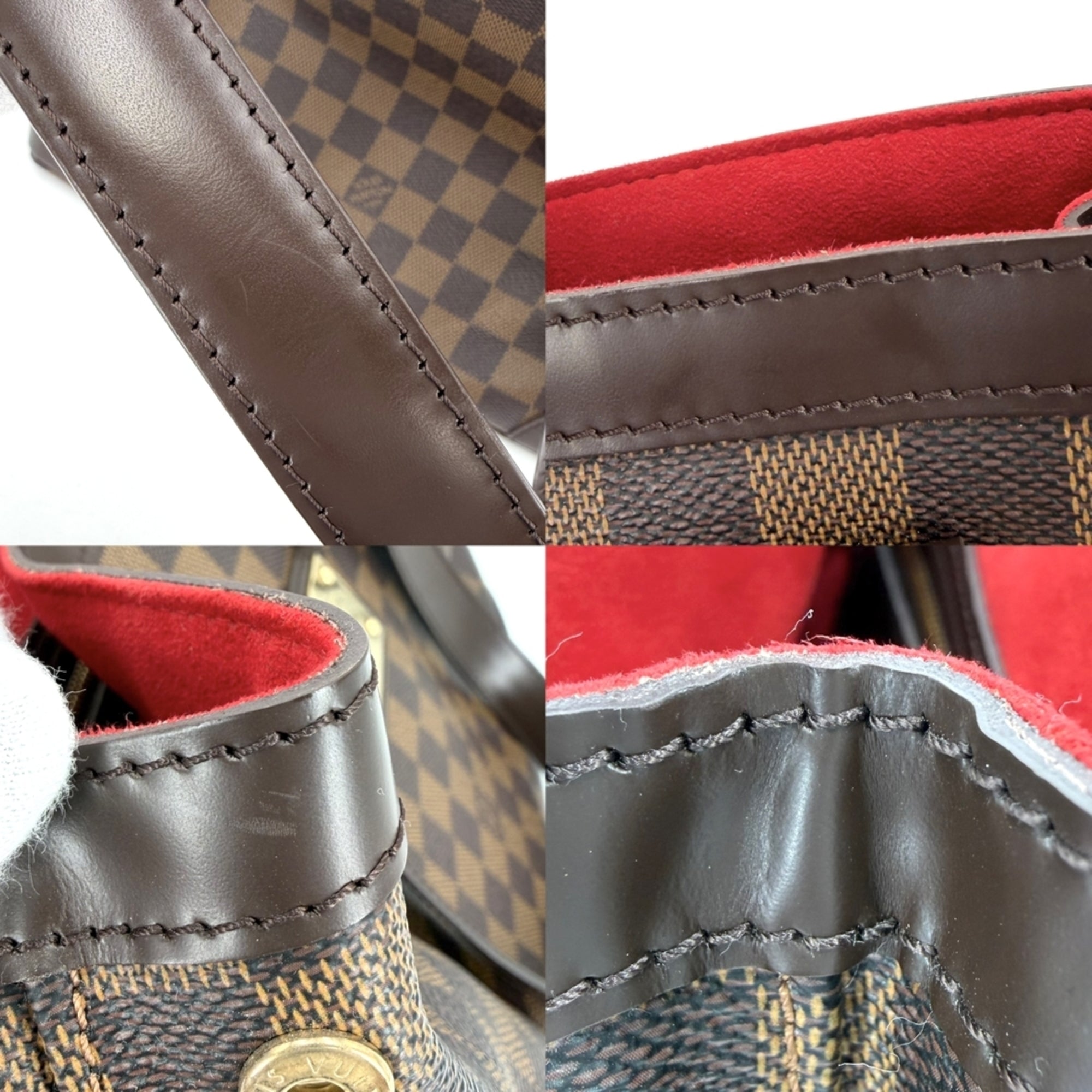 Louis Vuitton Brown White Damier Canvas Handbag Tote Bag (Pre-Owned)
