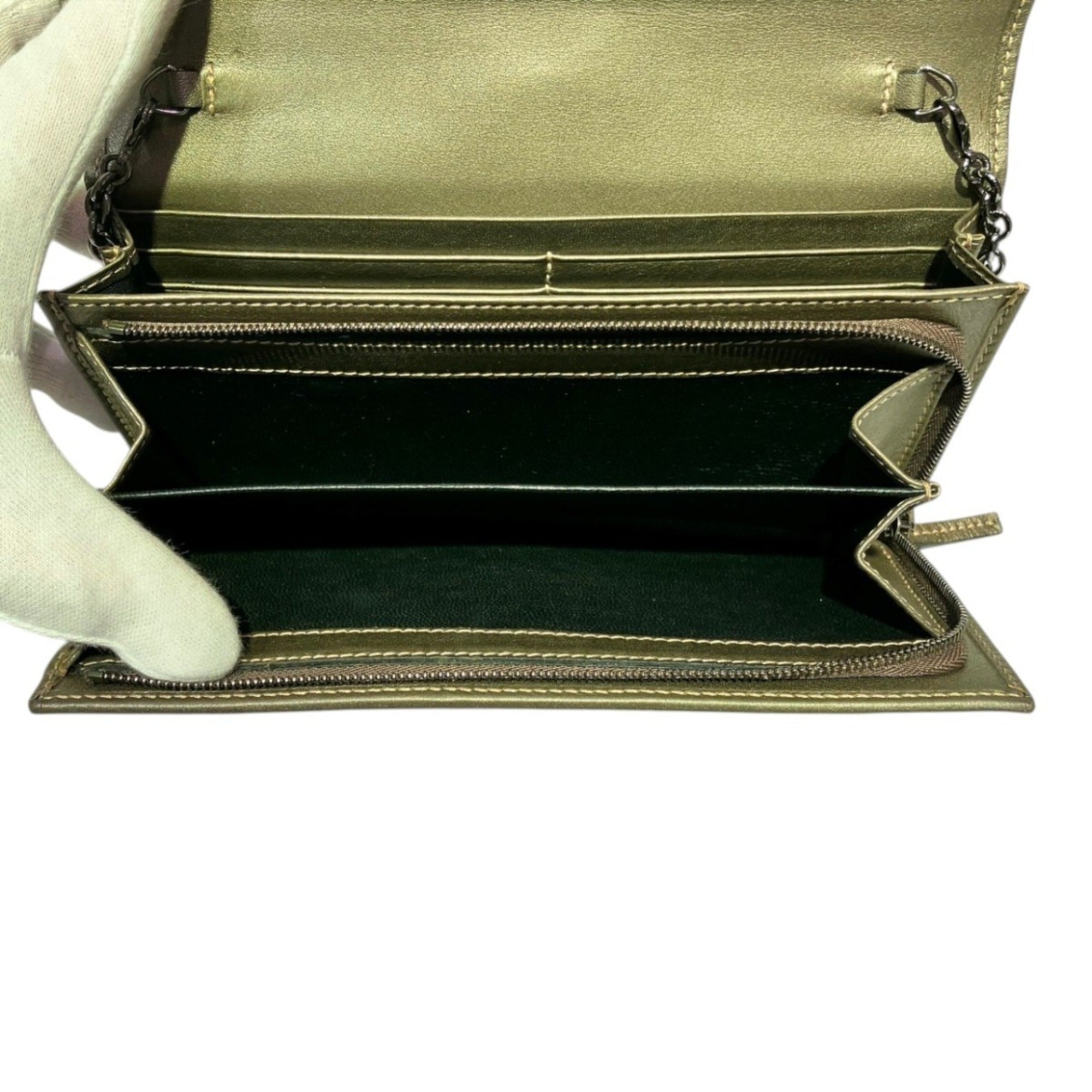 Gucci Gold Gg Imprimé Pvc Leather Chain/Shoulder Wallet (Pre-Owned)