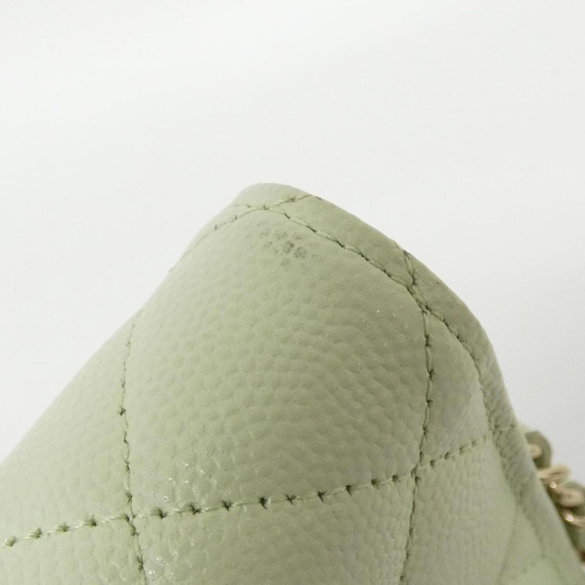 Chanel Light Green Grained Calfskin Chain/Shoulder Wallet (Pre-Owned)