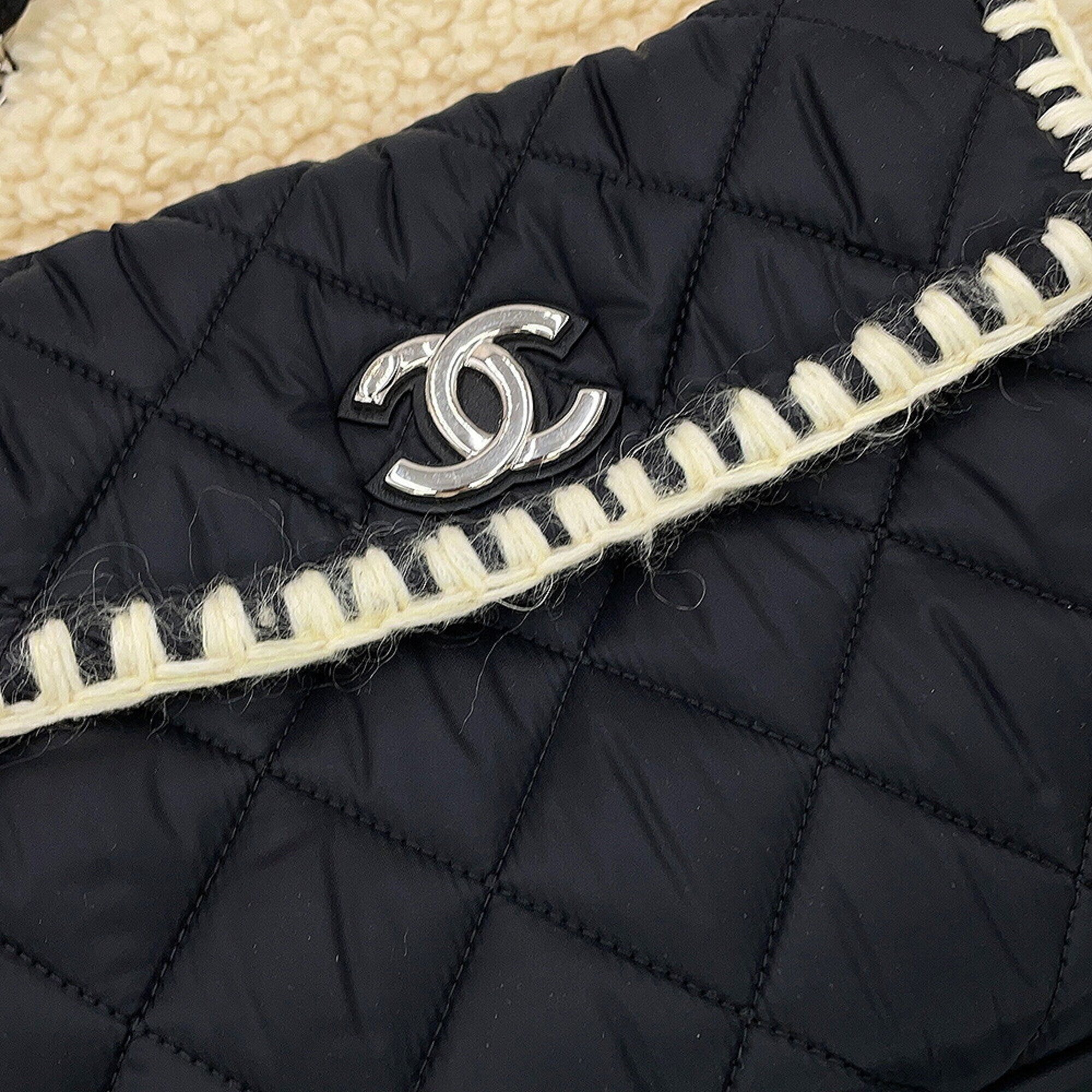Chanel Black Ivory Nylon Leather Tote Bag (Pre-Owned)