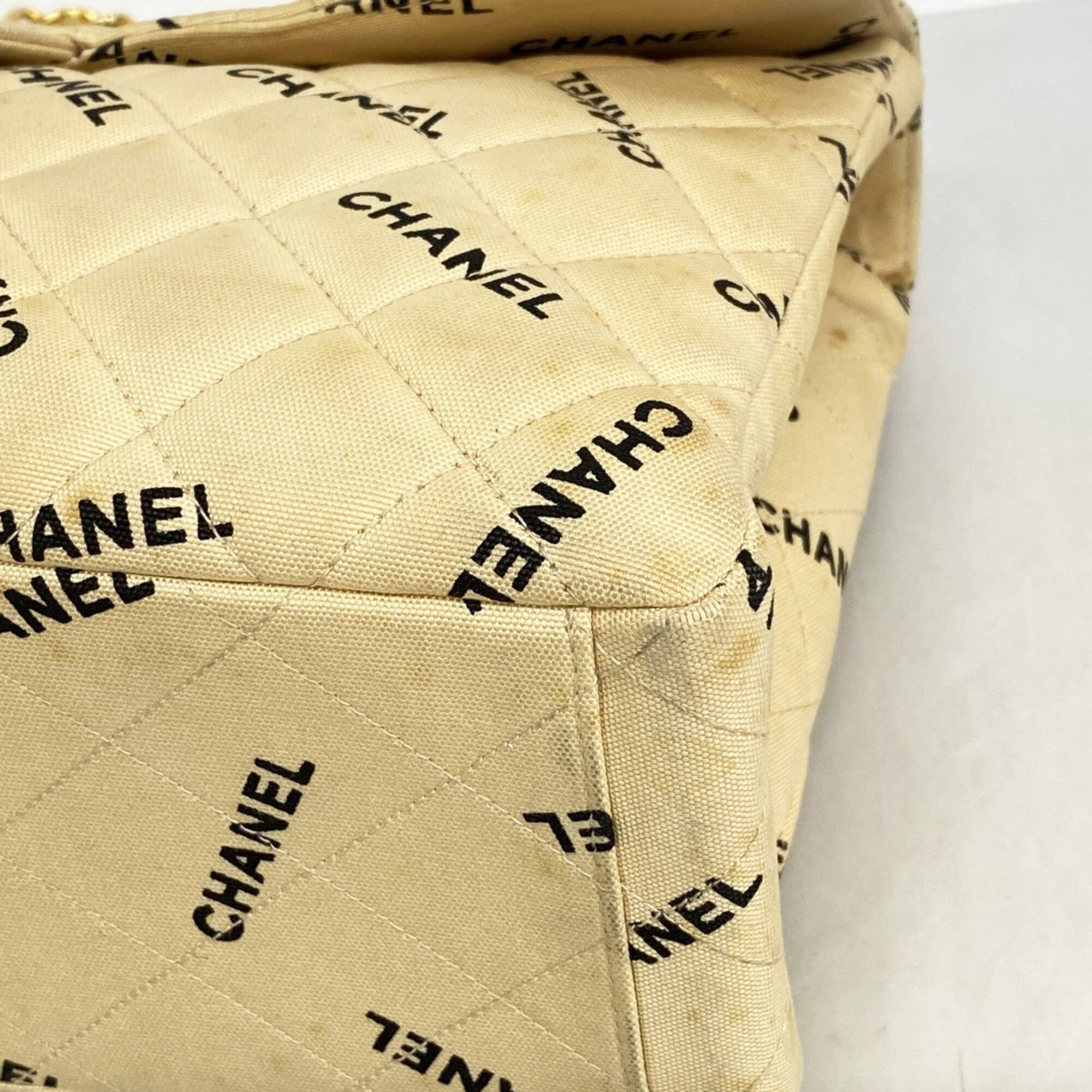 Chanel Beige Canvas Shoulder Bag (Pre-Owned)