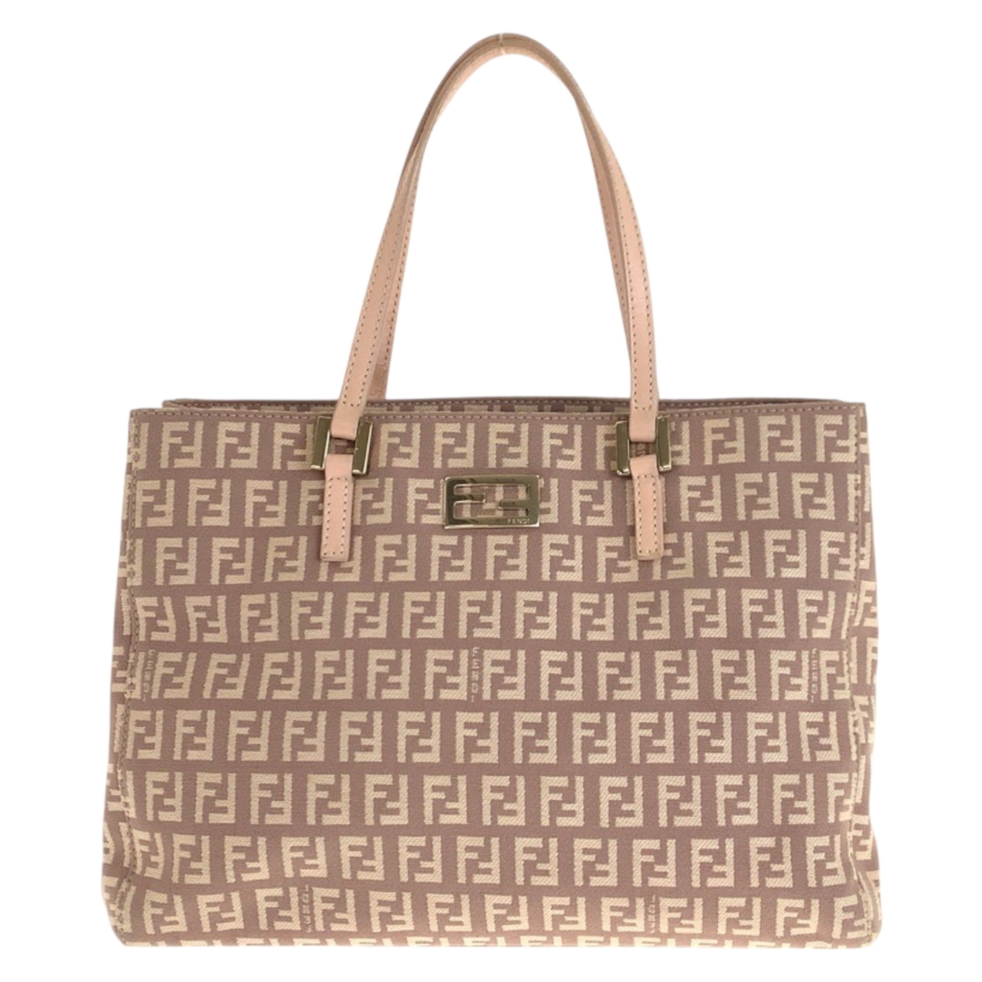 Fendi Salmon Pink Canvas Leather Handbag Tote Bag (Pre-Owned)