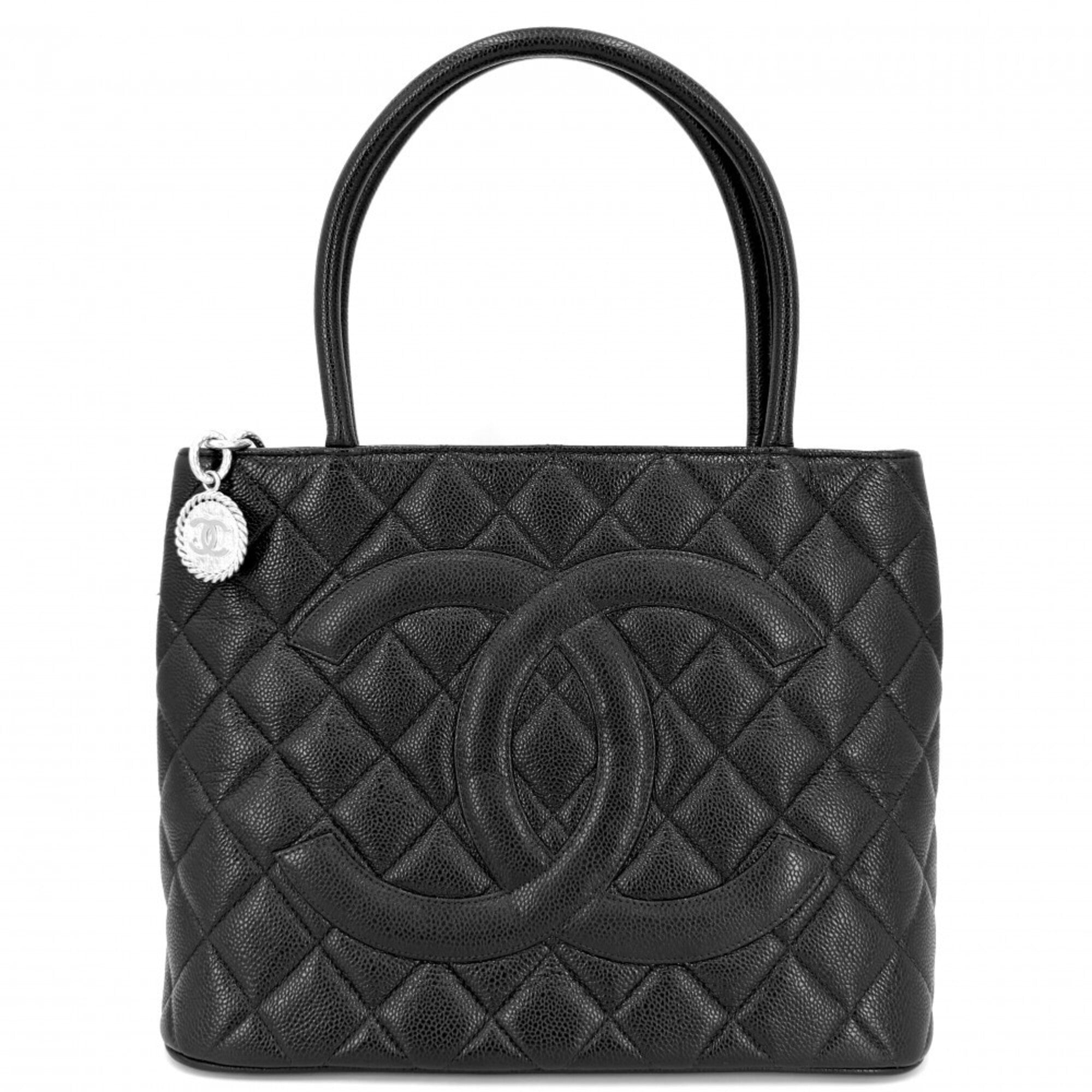Chanel Matelasse Black Grained Calfskin Handbag Tote Bag (Pre-Owned)