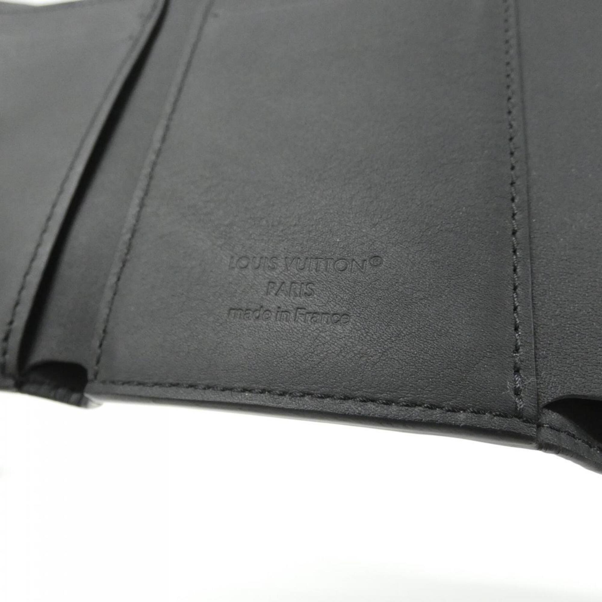 Louis Vuitton Monogram Shadow Black Leather Wallet (Tri-Fold) (Pre-Owned)