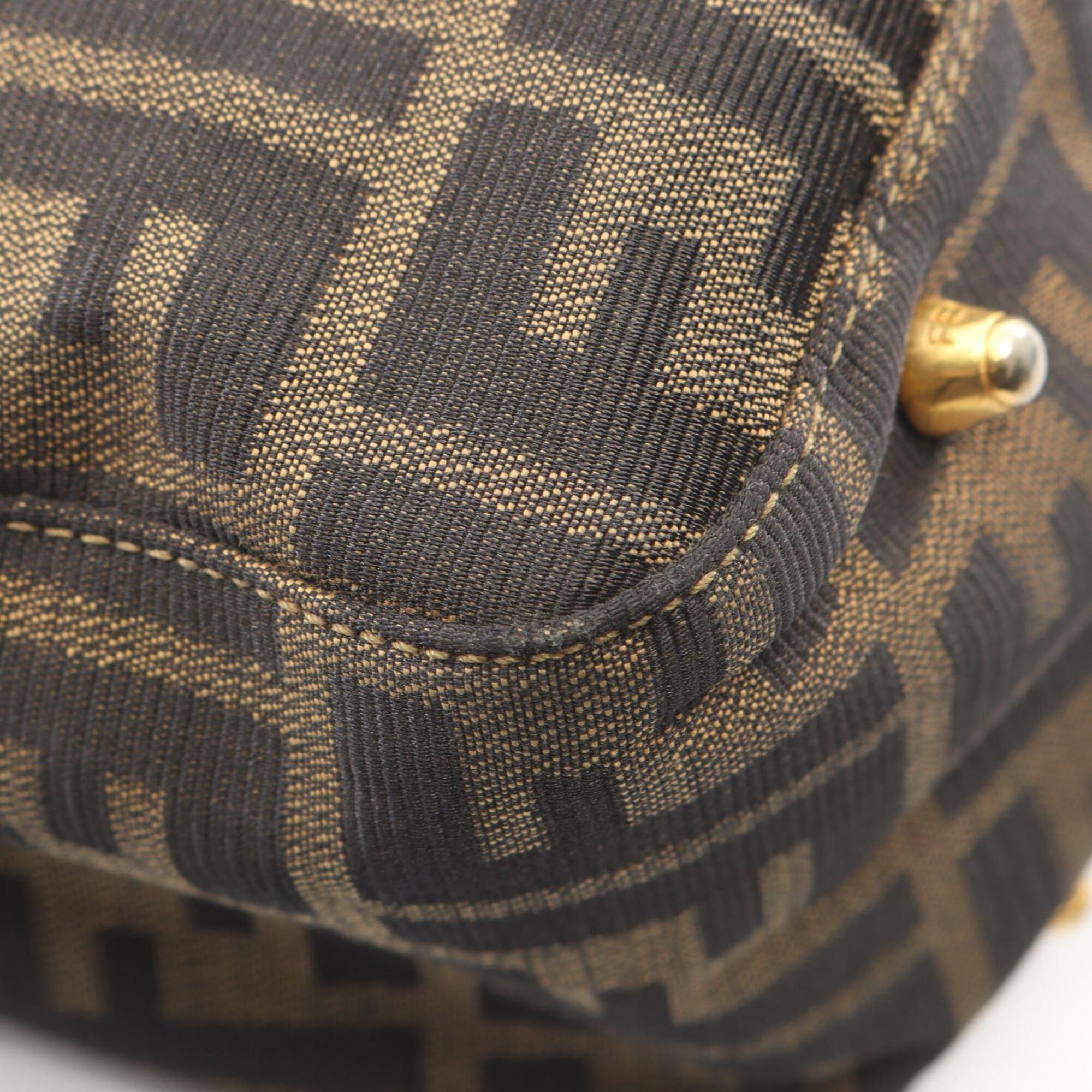 Fendi Brown Canvas Leather Handbag Tote Bag (Pre-Owned)