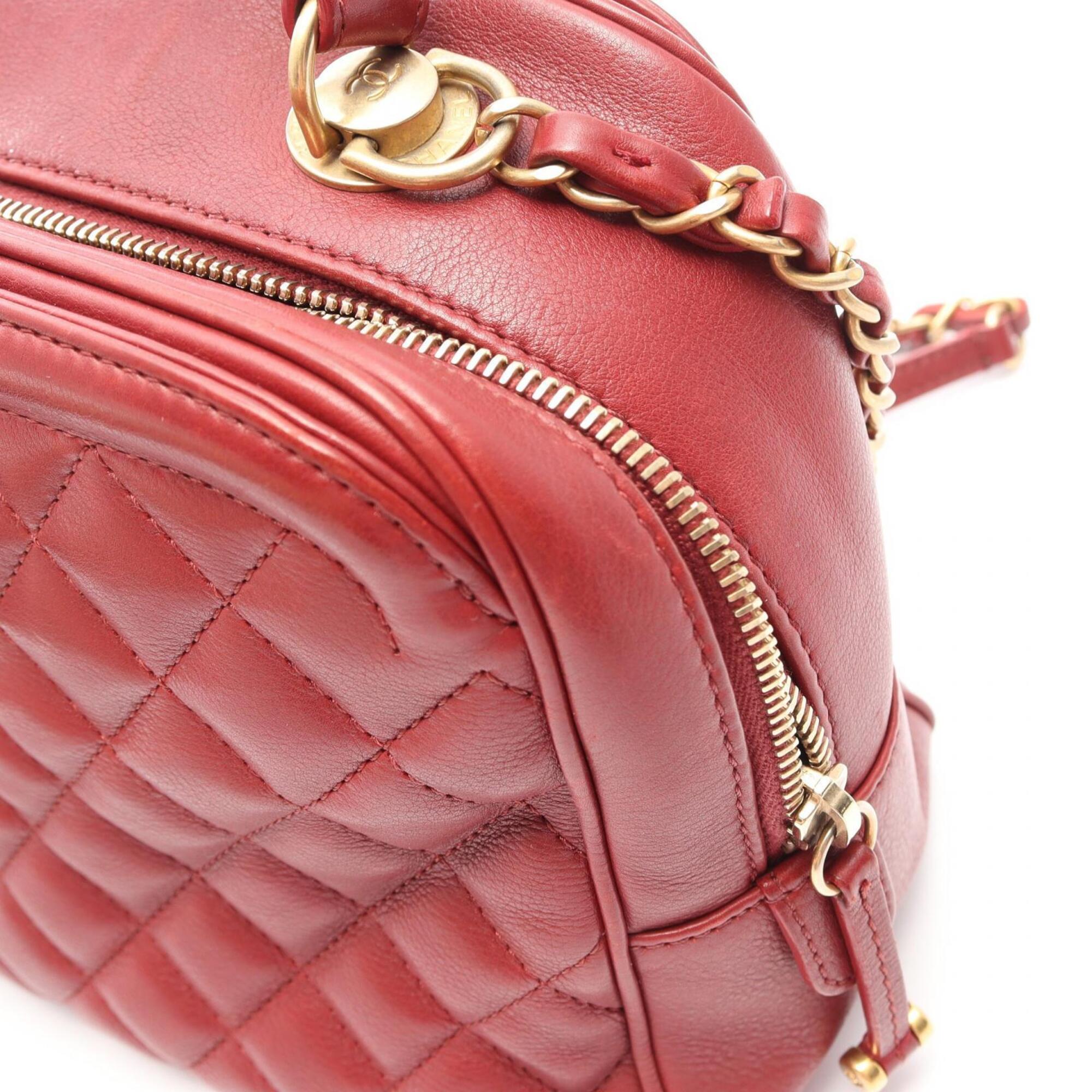 Chanel Red Color Leather Handbag Shoulder Bag (Pre-Owned)