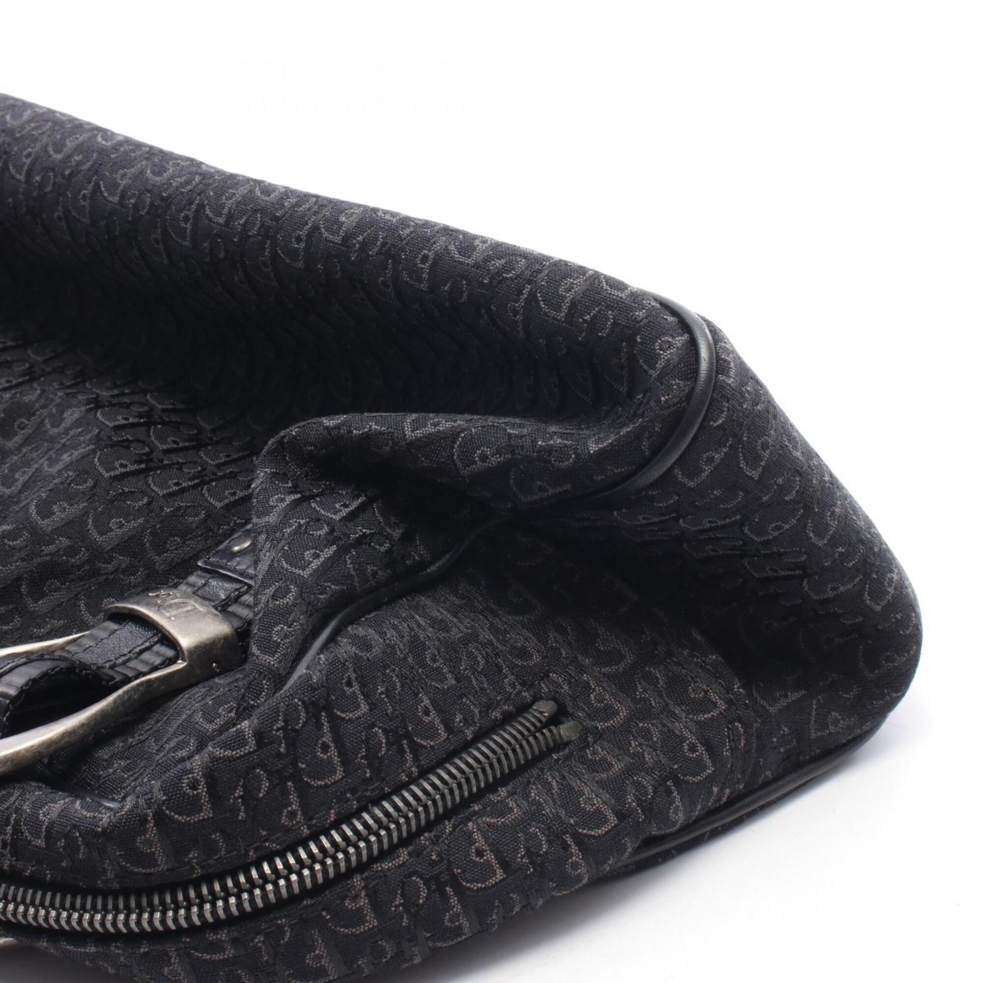 Christian Dior Black Canvas Leather Handbag Tote Bag (Pre-Owned)