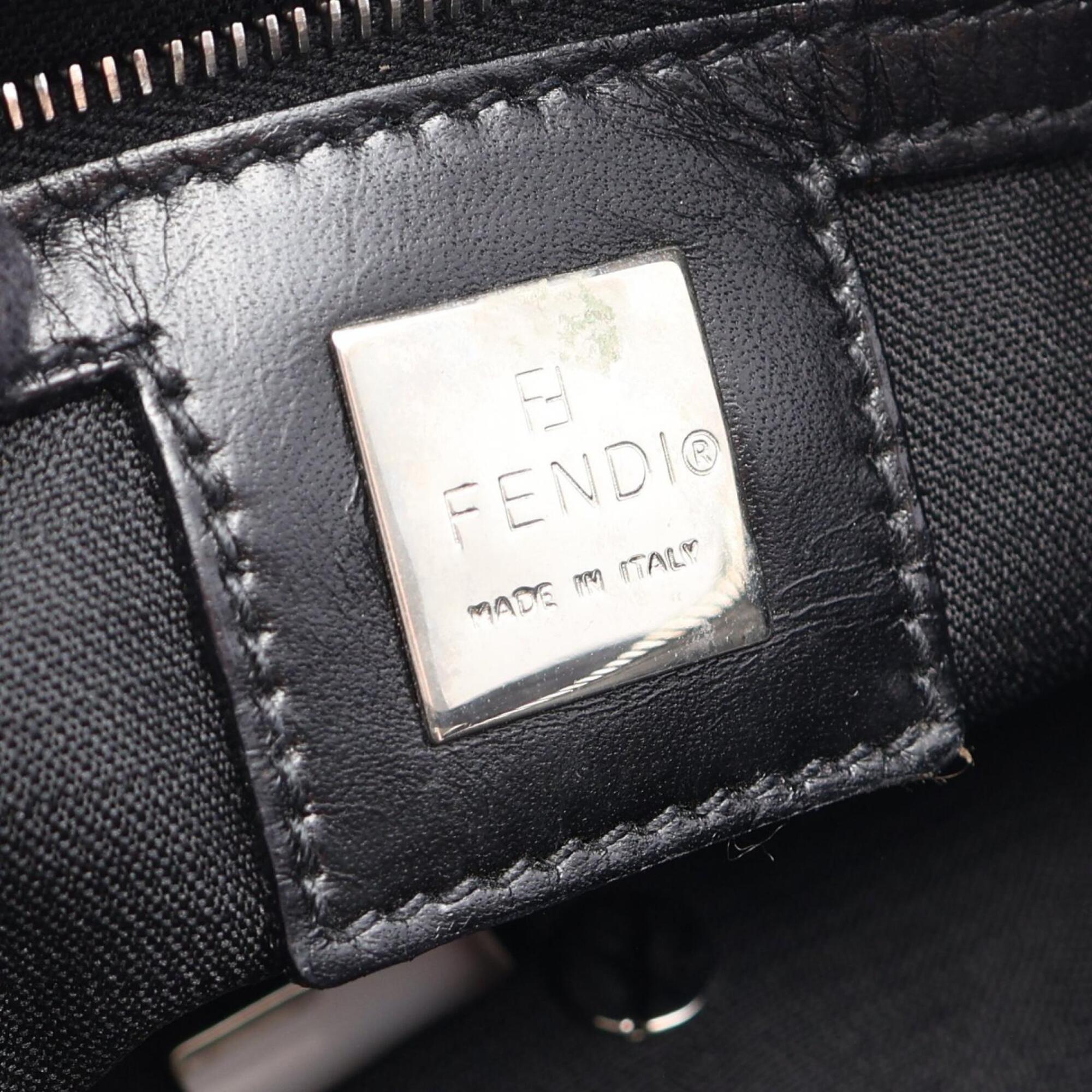 Fendi Black Nylon Leather Handbag Shoulder Bag (Pre-Owned)
