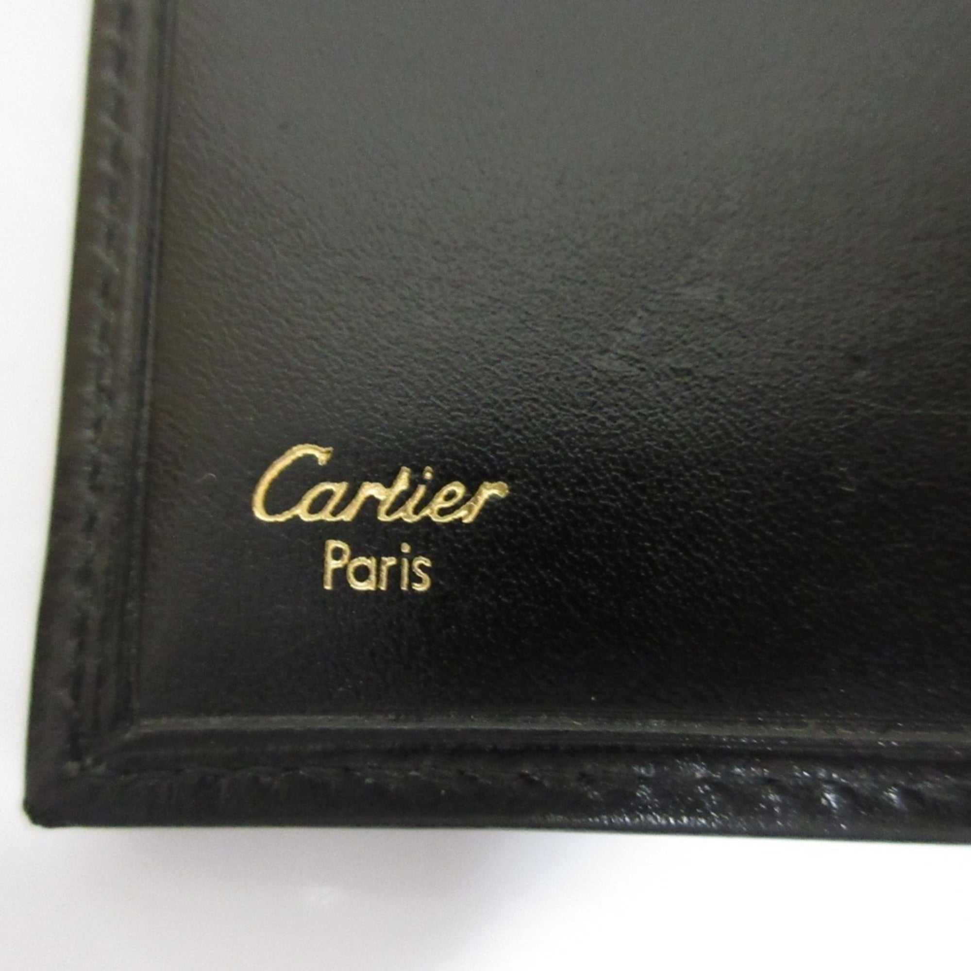 Cartier Black Leather Long Wallet (Bi-Fold) (Pre-Owned)