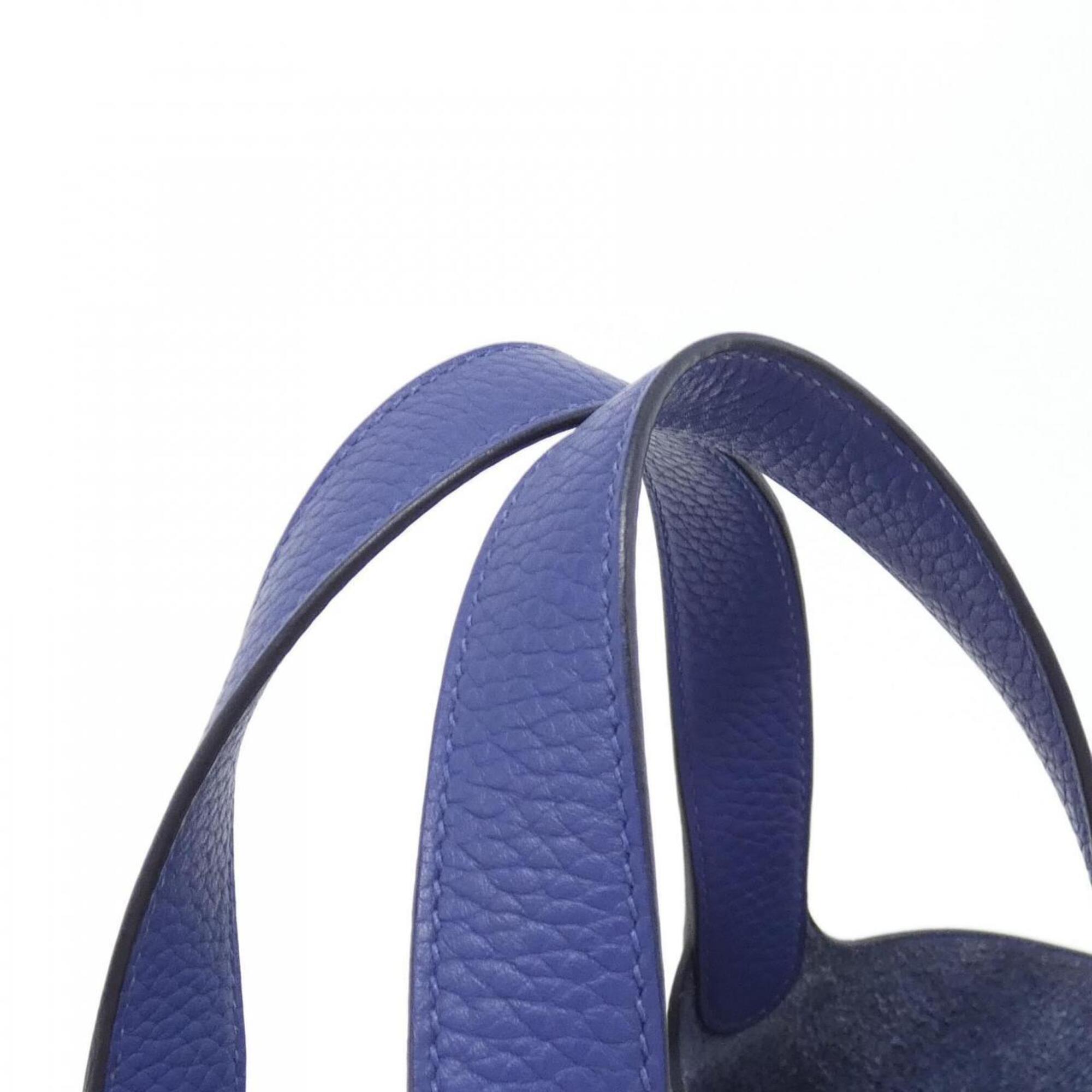 Hermes Blue Taurillon Clemence Leather Handbag (Pre-Owned)