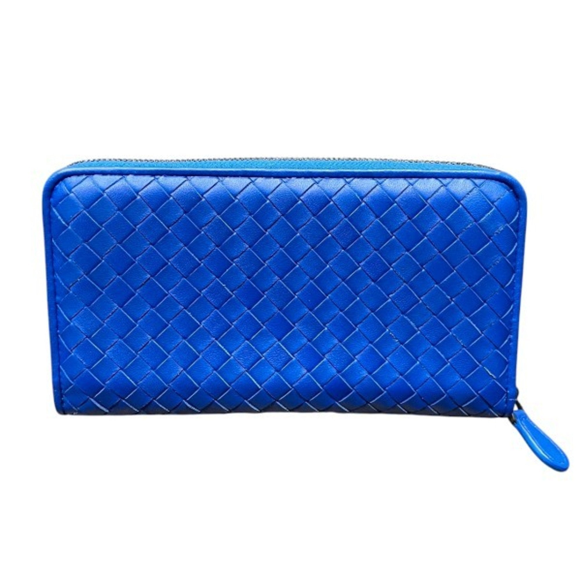 Bottega Veneta Blue Leather Long Wallet (Bi-Fold) (Pre-Owned)