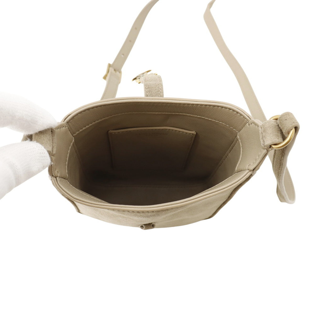 Yves Saint Laurent Beige Suede Handbag Shoulder Bag (Pre-Owned)