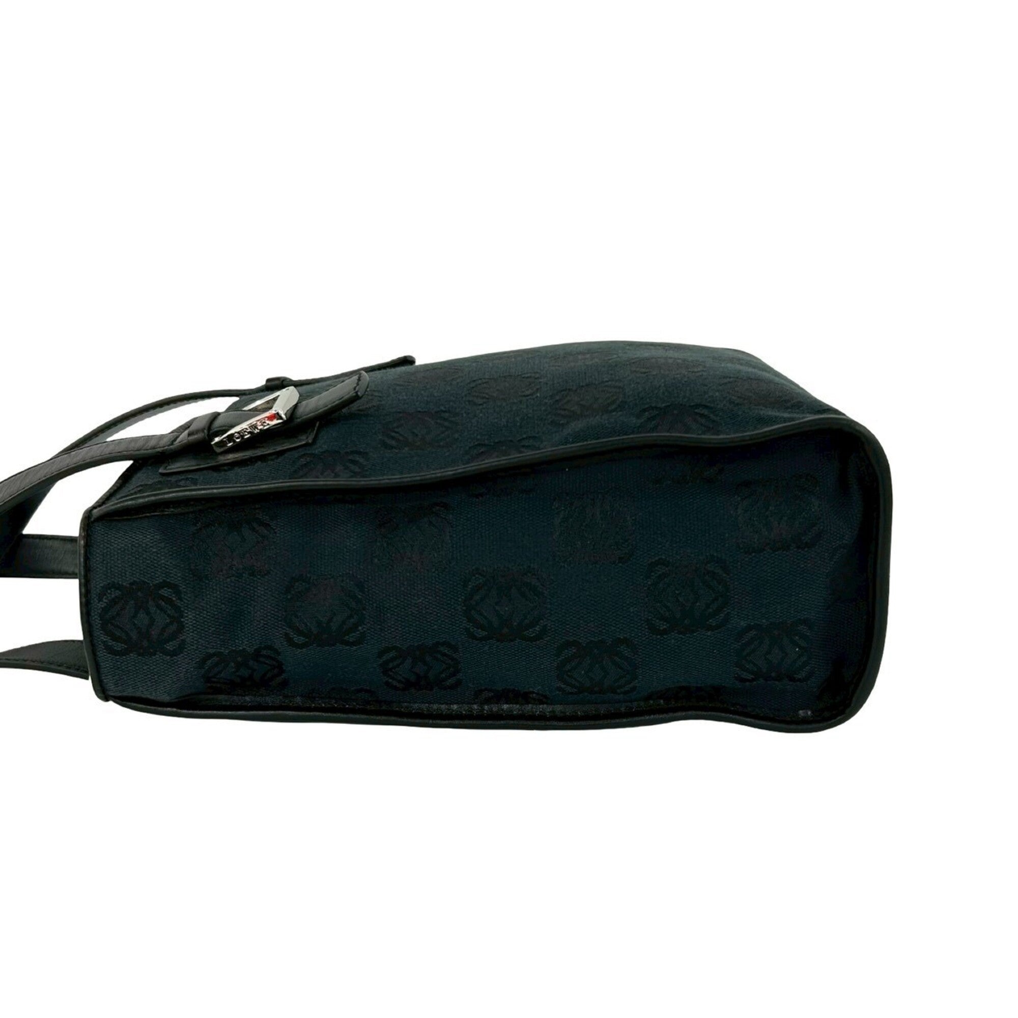Loewe Black Canvas Leather Handbag Tote Bag (Pre-Owned)