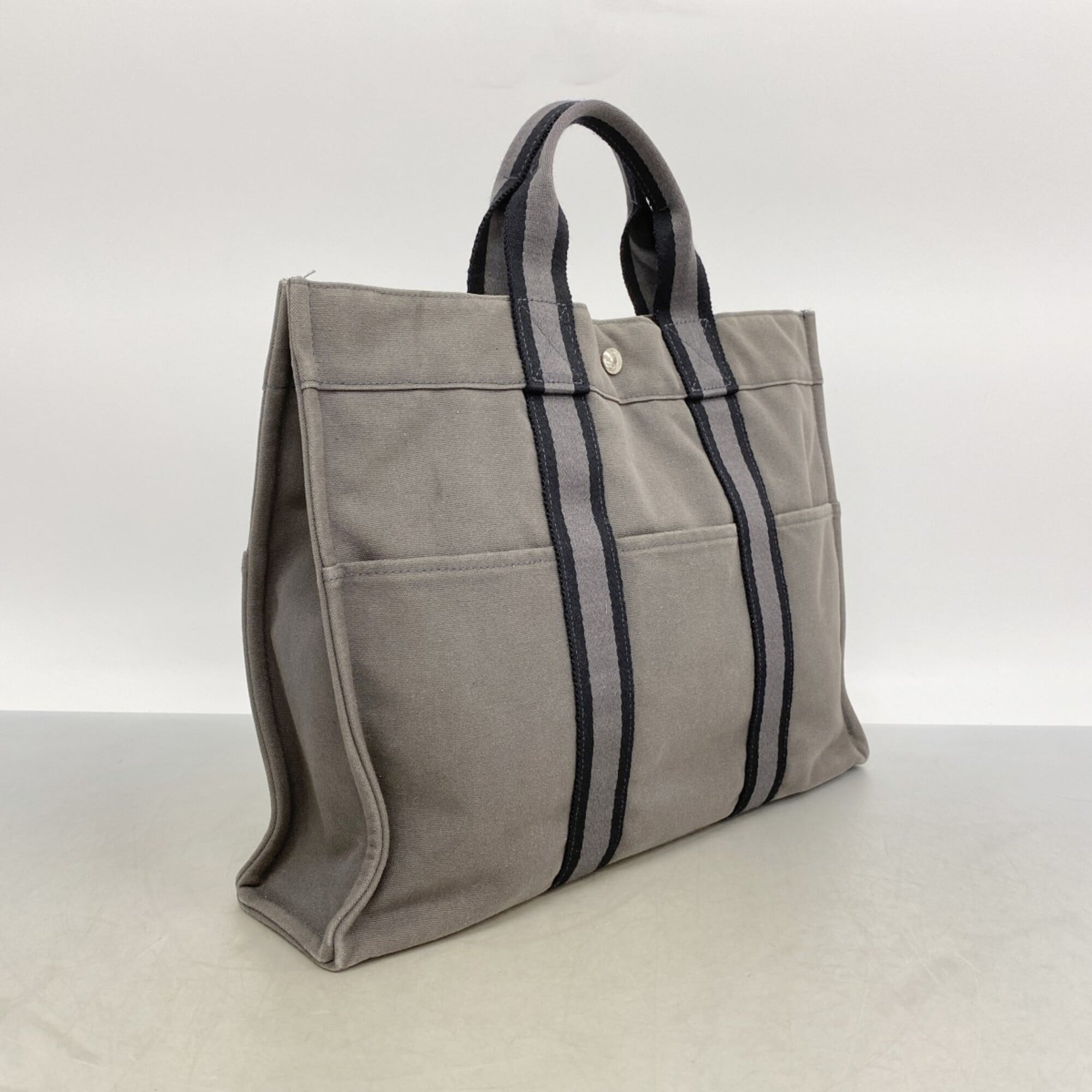 Hermes Gray Canvas Tote Bag (Pre-Owned)
