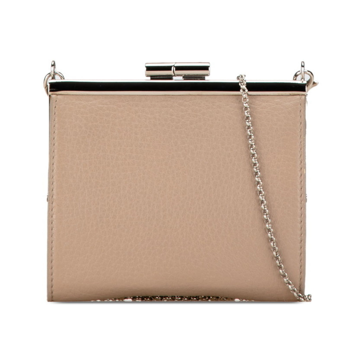 Bvlgari Beige Grayish Leather Chain/Shoulder Wallet (Pre-Owned)