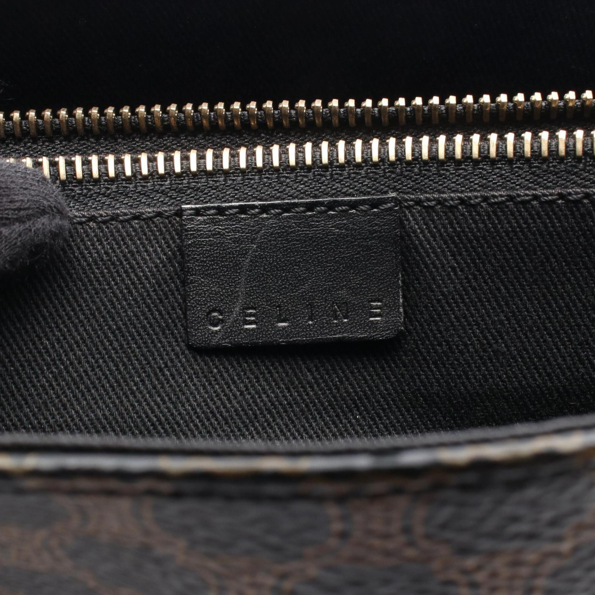 Celine Black Brown Coated Canvas Leather Handbag Tote Bag (Pre-Owned)