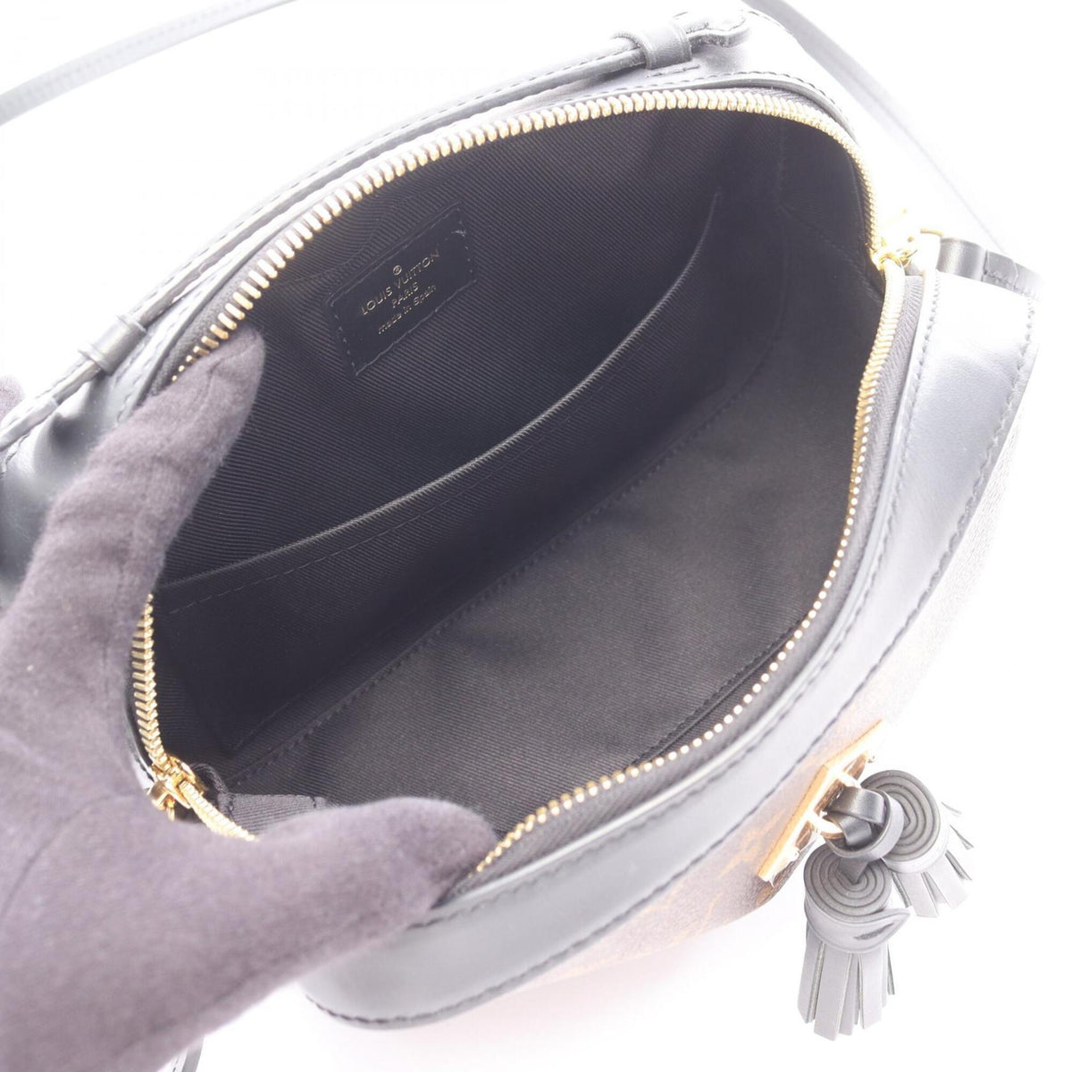Louis Vuitton Black Brown Coated Canvas Leather Handbag Shoulder Bag (Pre-Owned)