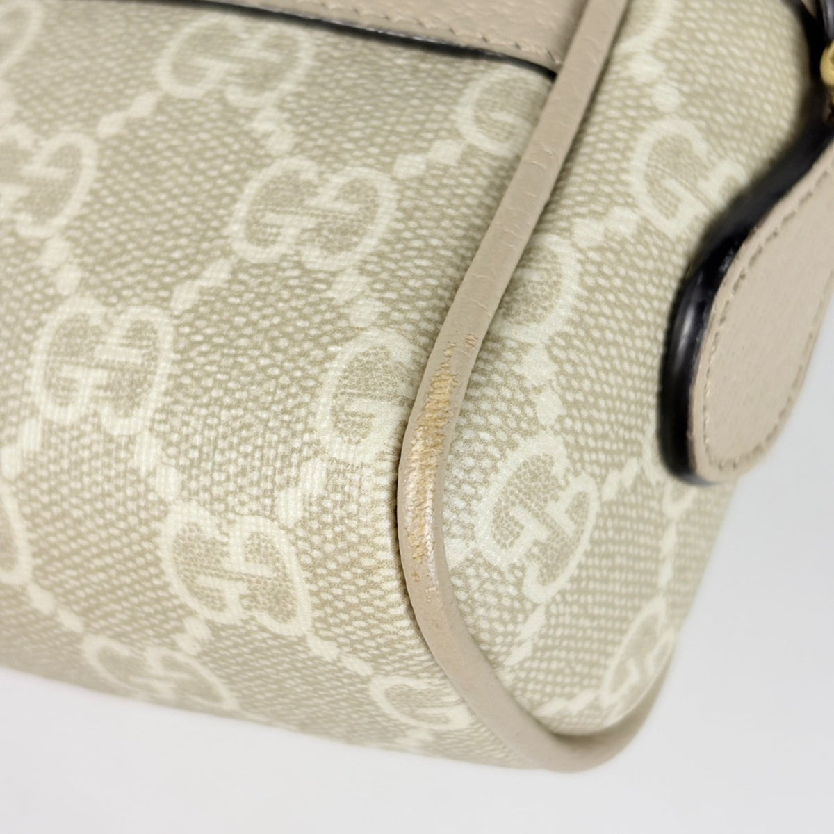 Gucci Ophidia Beige Gg Supreme Leather Shoulder Bag (Pre-Owned)