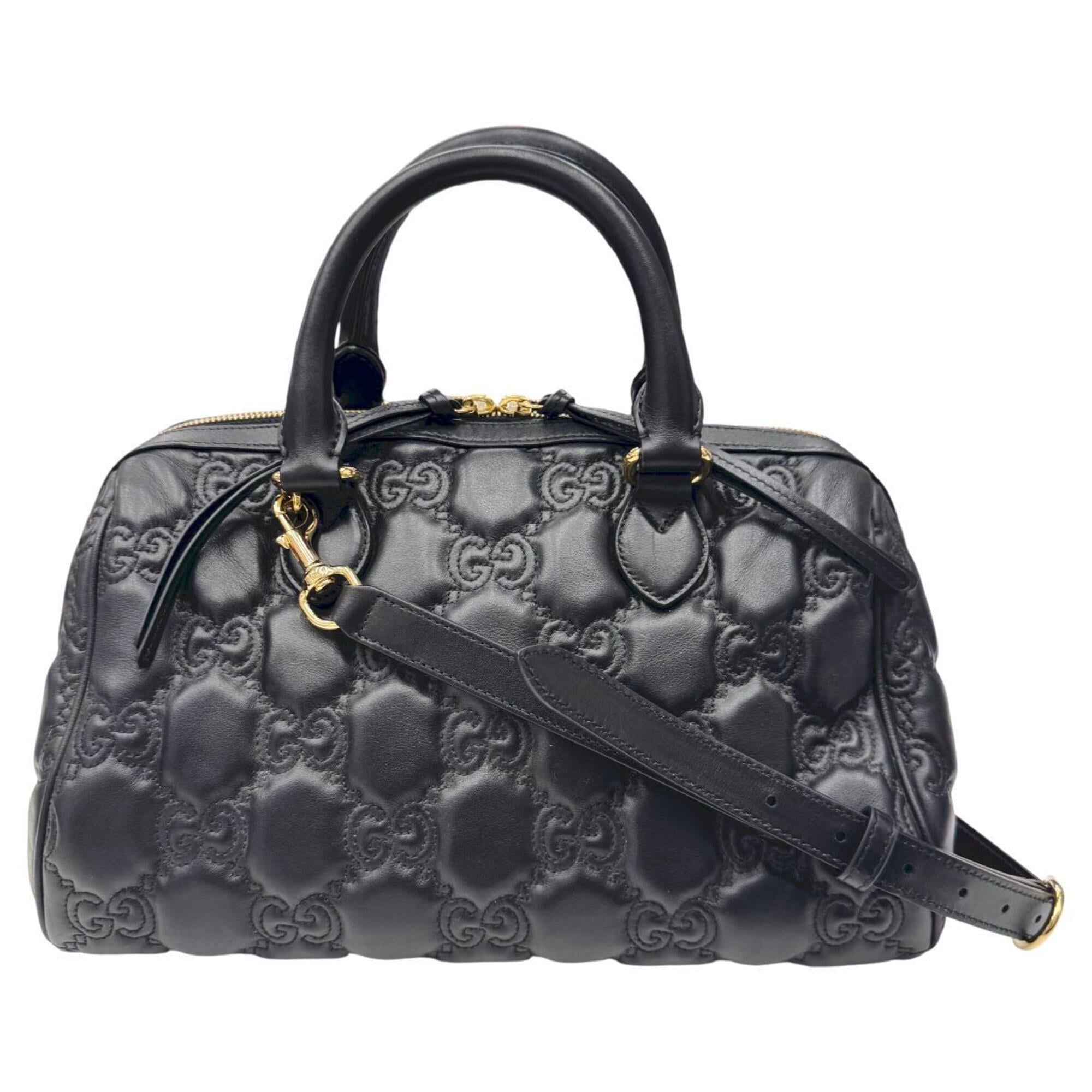 Gucci Black Leather Handbag Shoulder Bag (Pre-Owned)