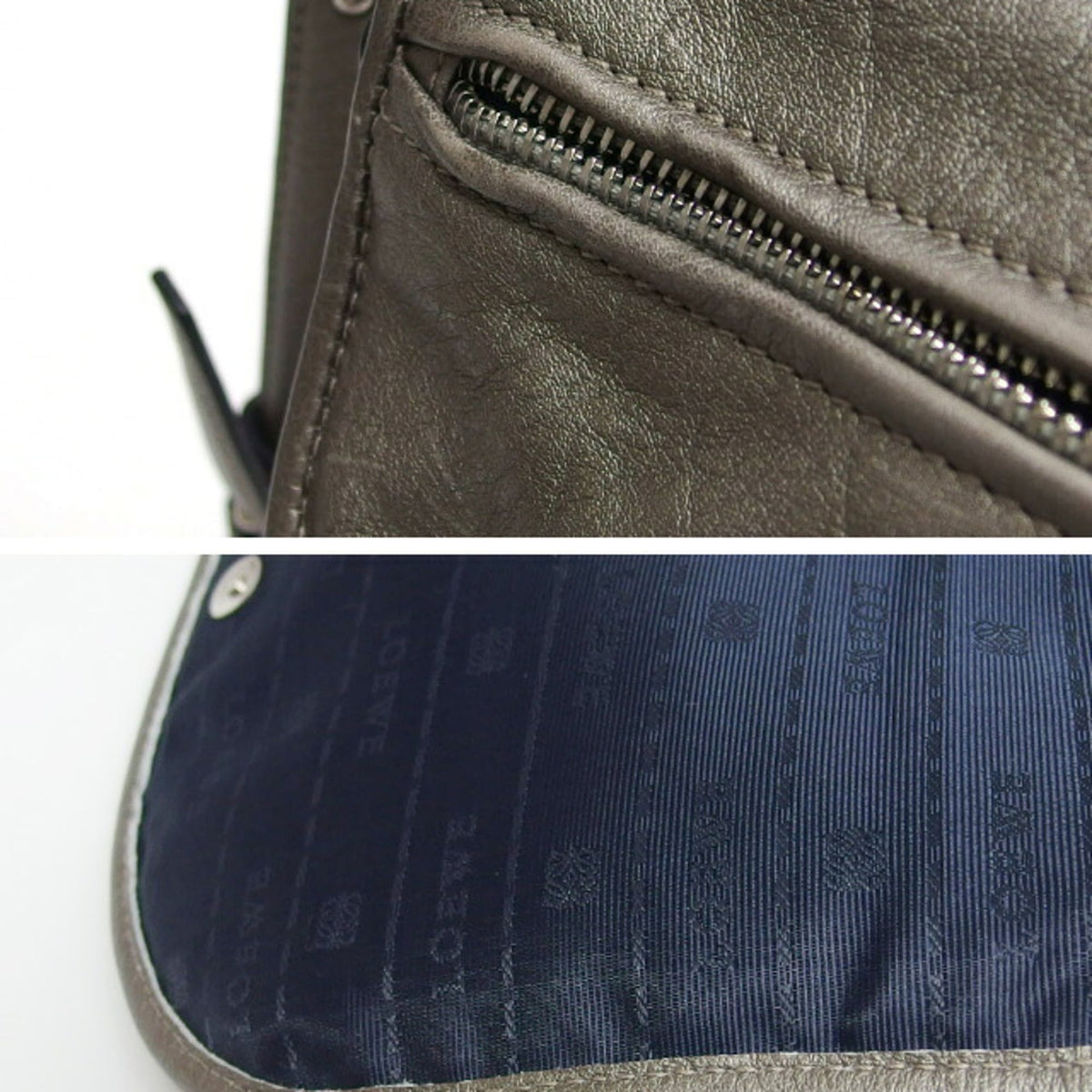 Loewe Silver Gray Leather Pochette Shoulder Bag (Pre-Owned)