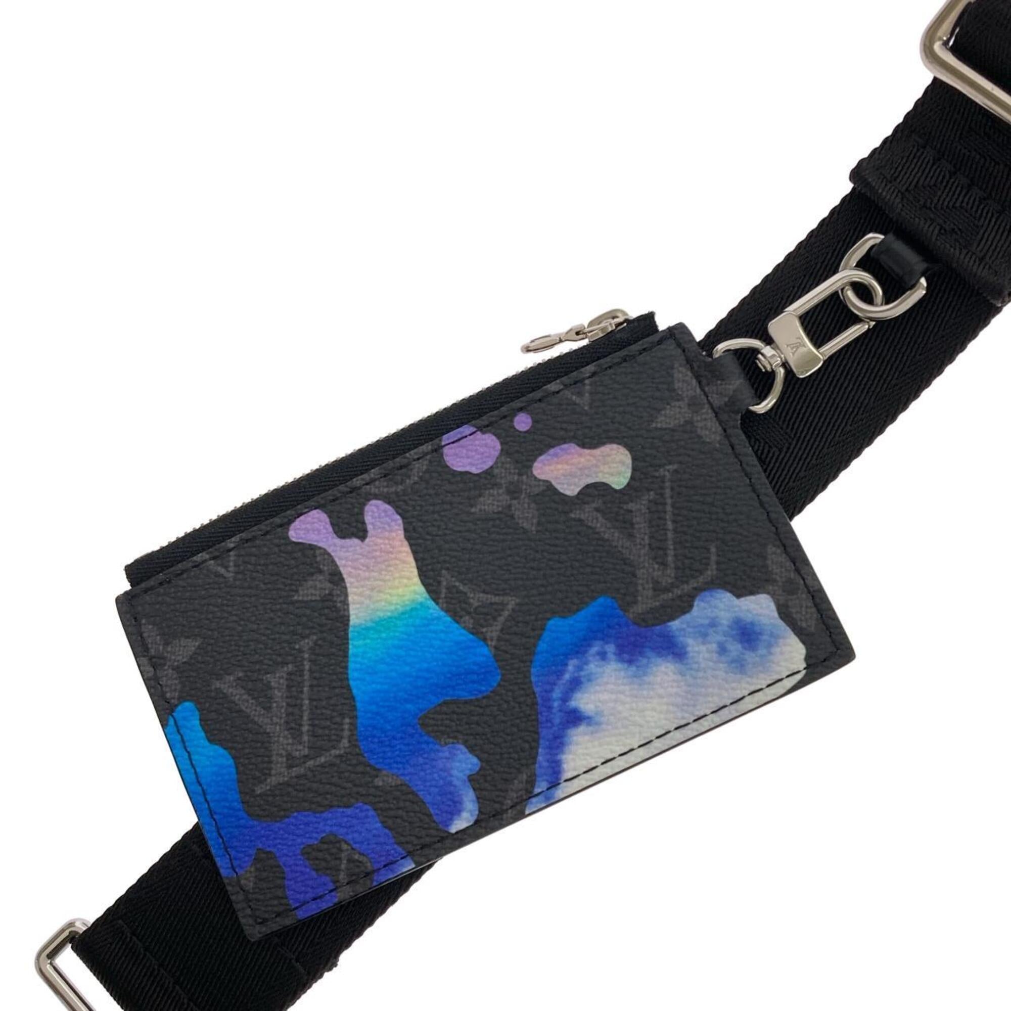 Louis Vuitton Black Blue Coated Canvas Pouch Shoulder Bag (Pre-Owned)
