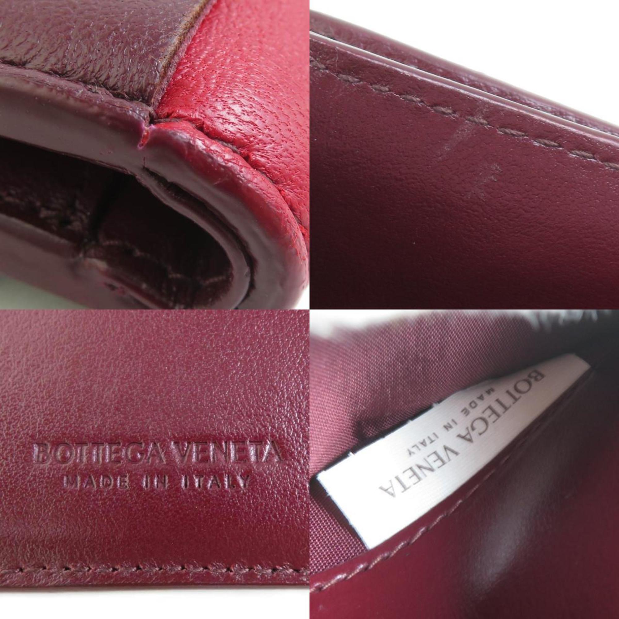 Bottega Veneta Bordeaux Red Color Leather Wallet (Tri-Fold) (Pre-Owned)