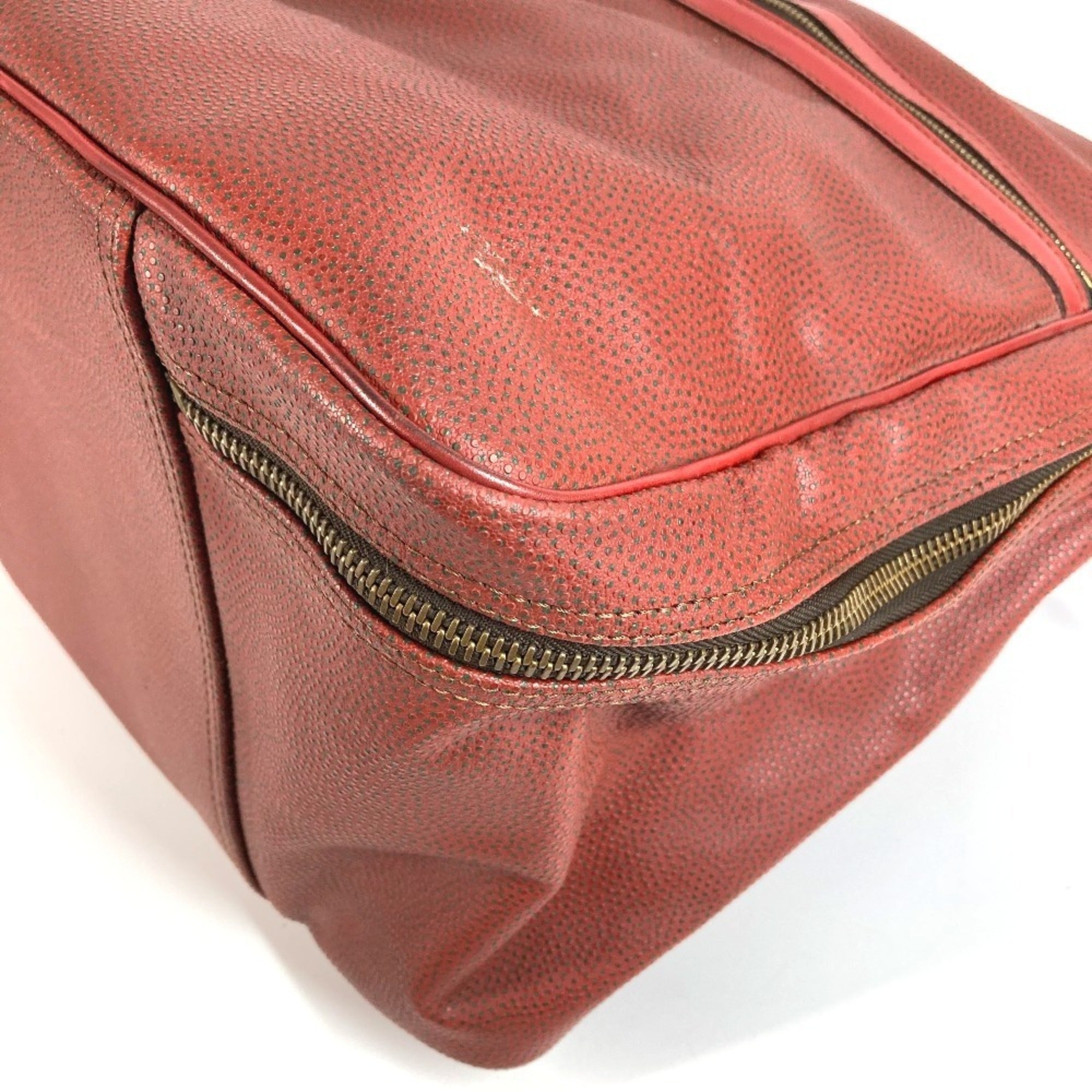 Louis Vuitton Red Color Leather Boston Bag Handbag Shoulder Bag (Pre-Owned)