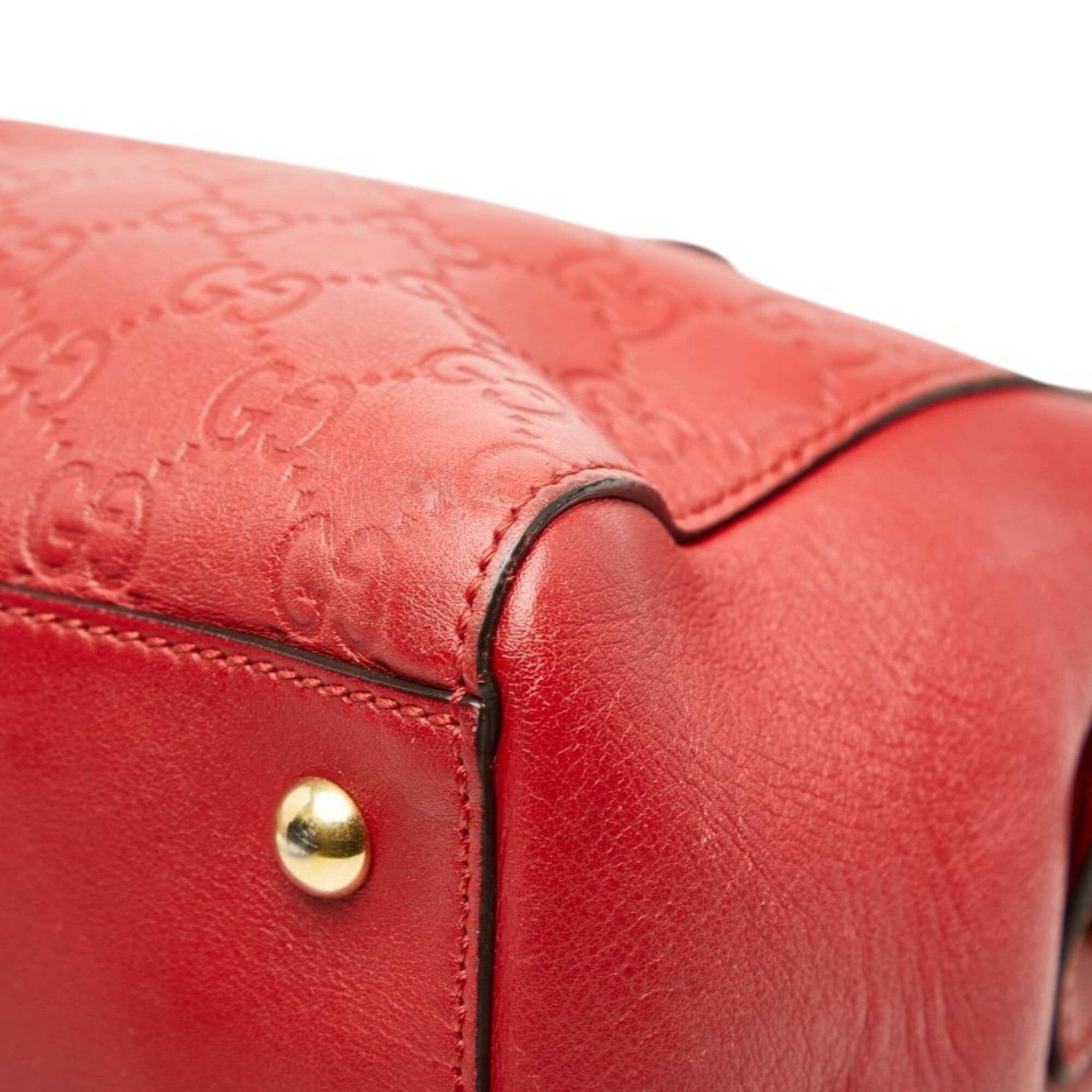Gucci Red Color Leather Tote Bag (Pre-Owned)