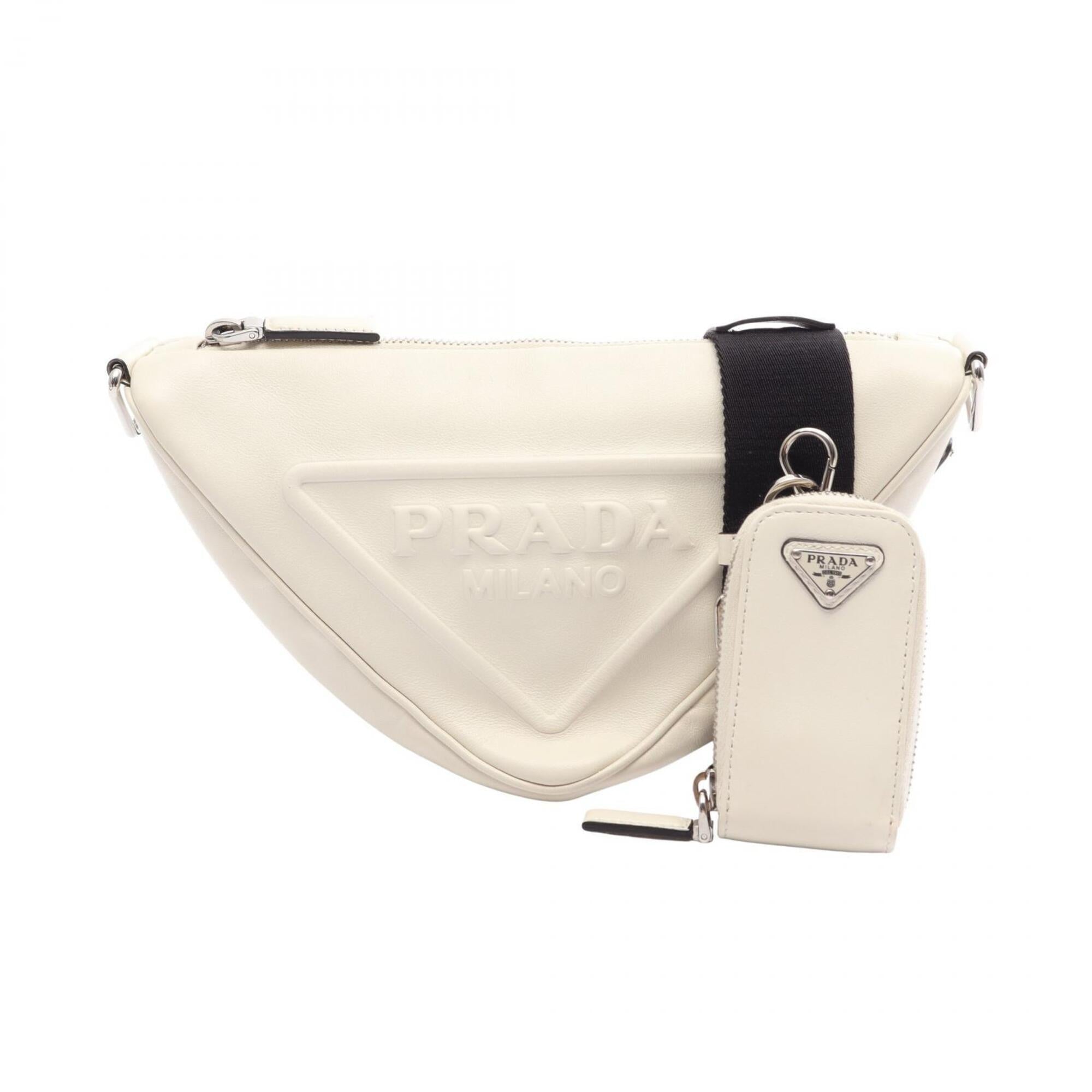 Prada White Leather Handbag Shoulder Bag (Pre-Owned)