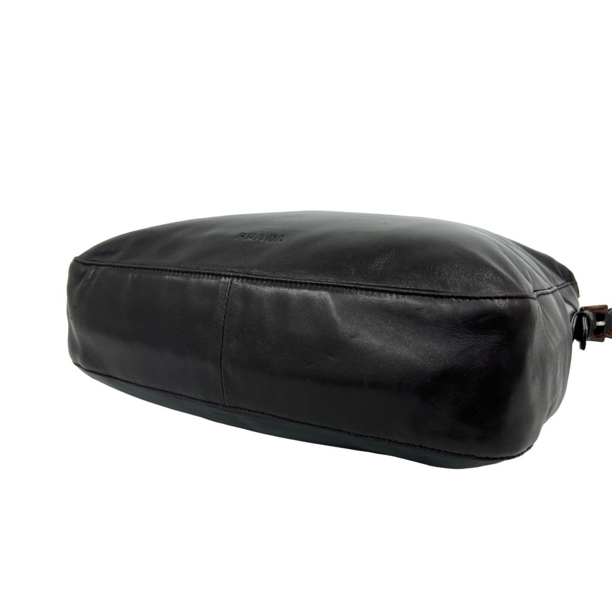 Prada Brown Leather Plastic Pochette Shoulder Bag (Pre-Owned)