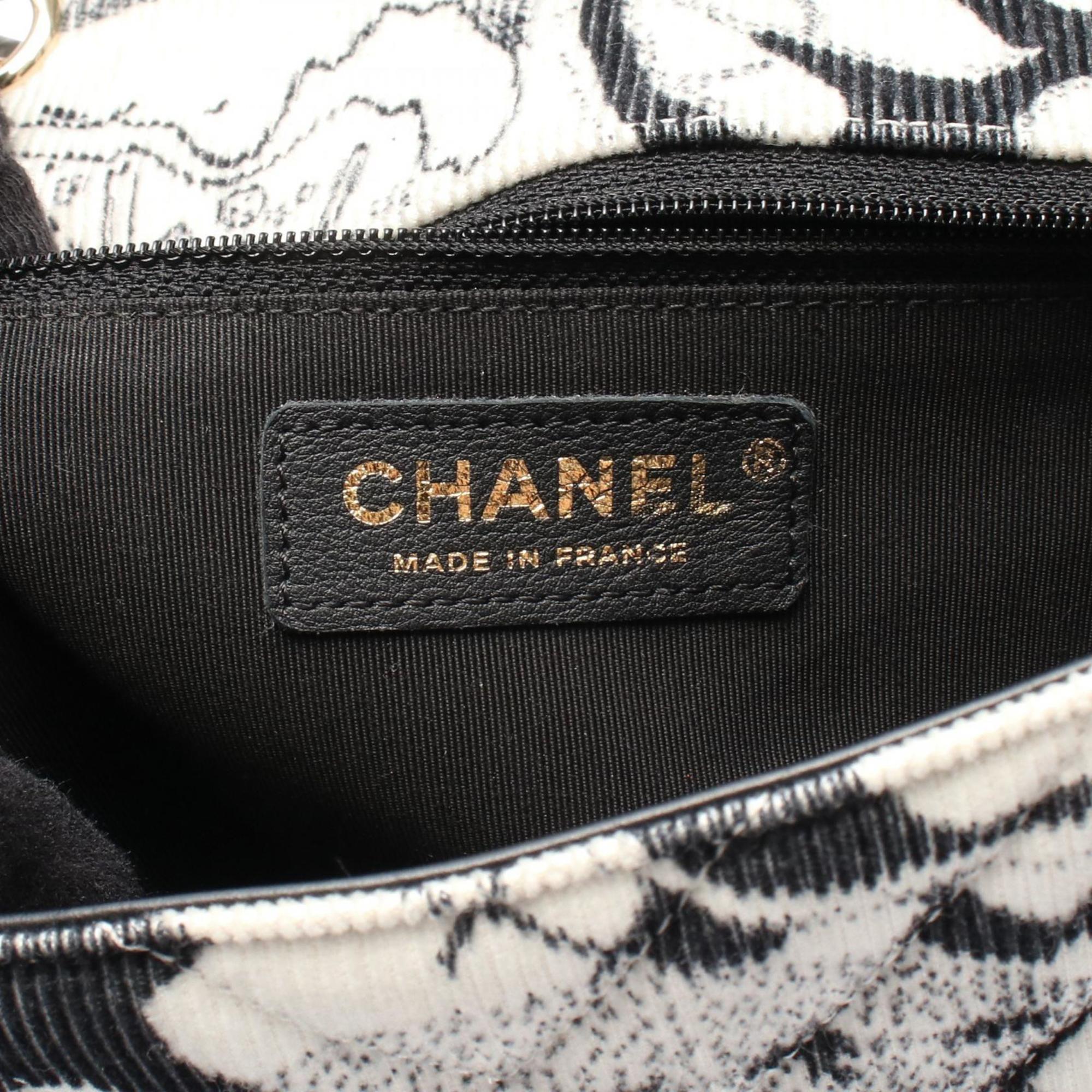 Chanel Black White Leather Cord Shoulder Bag (Pre-Owned)