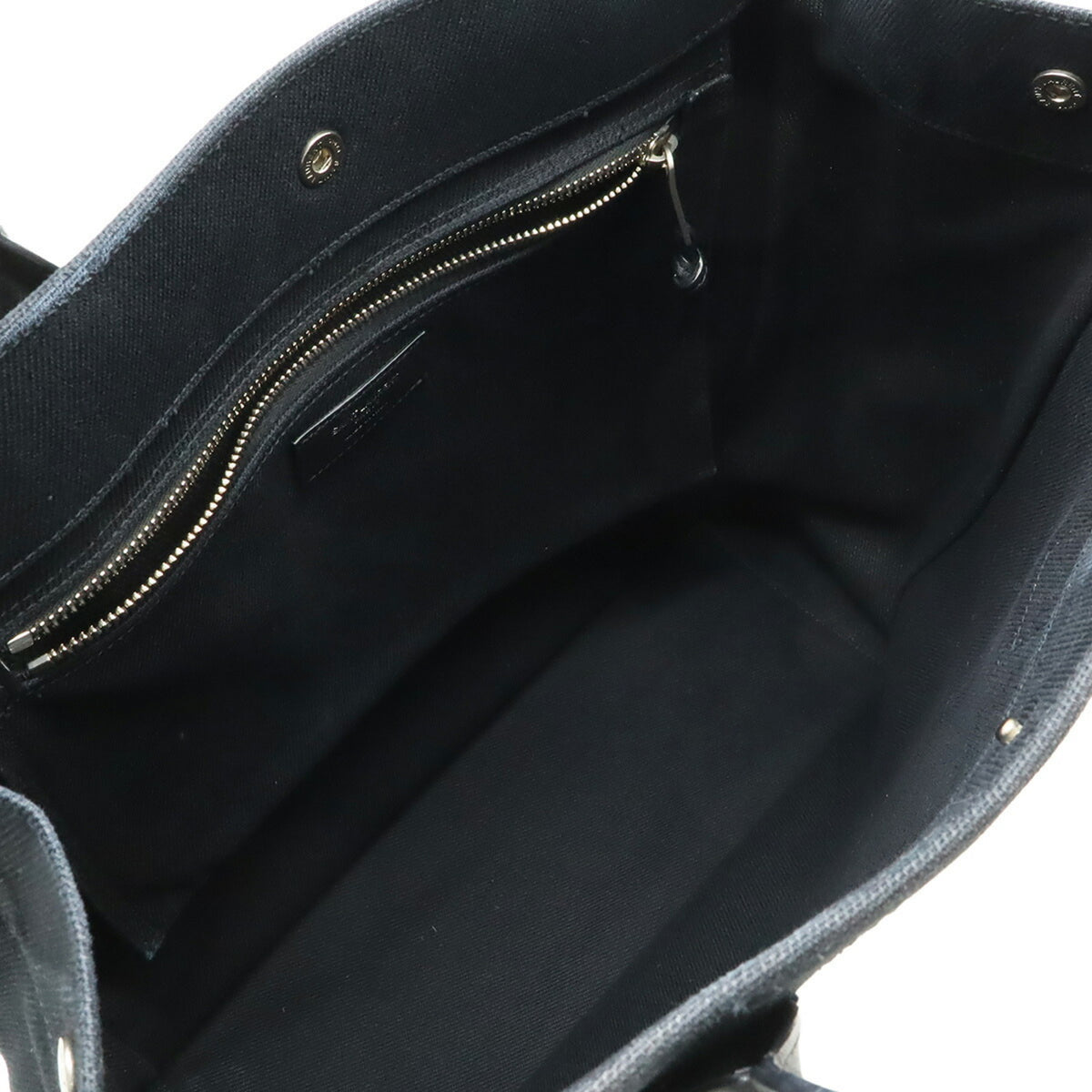 Yves Saint Laurent Black Canvas Leather Tote Bag (Pre-Owned)